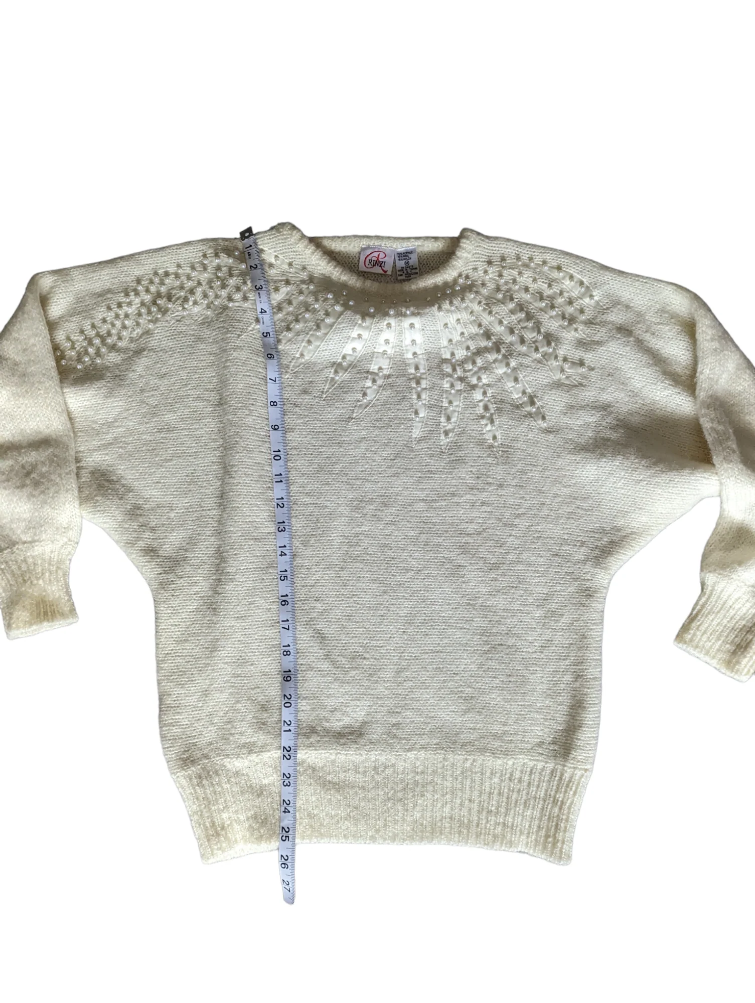 80s Dolman Sleeve Pearl Embellished Sweater Size M By Rinzi - Image 8