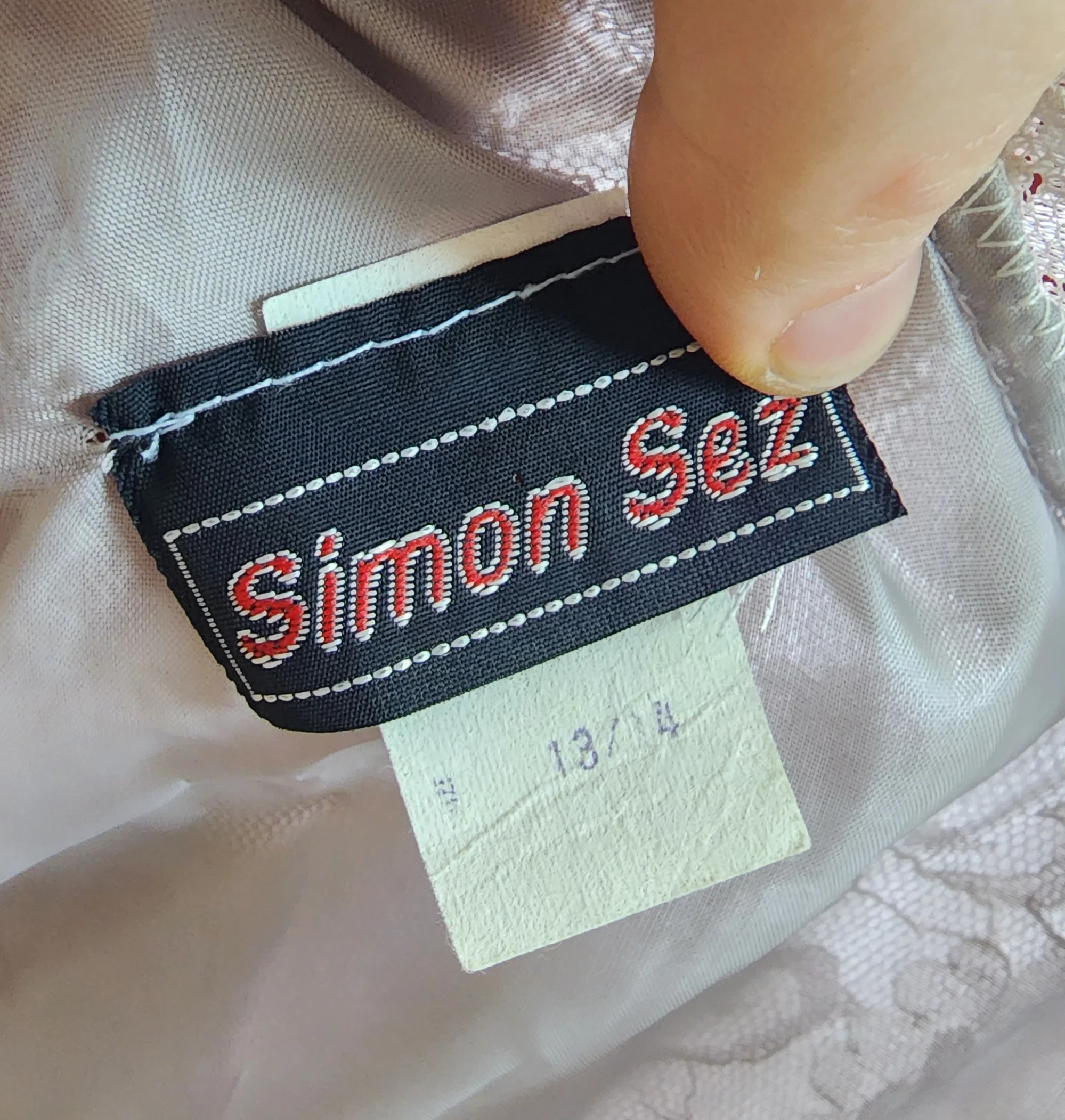 80s Dove Gray Lace Drop Waist Ruffle Hem Sleeves Dress By Simon Sez - Image 4