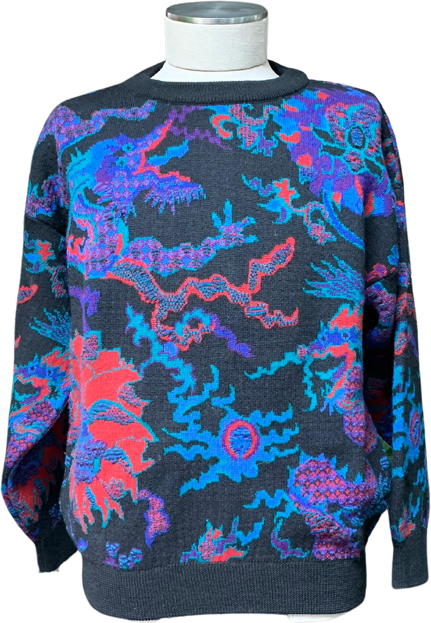 80s Dragon Design Gender Neutral Heavy Wool Sweater By Far Horizons