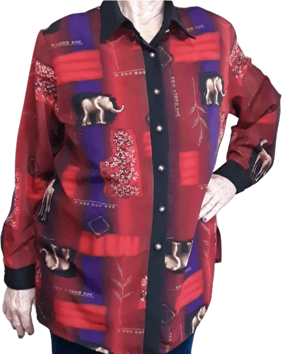 80's Buttoned Elephant and Giraffe Top by Drapers & Damons