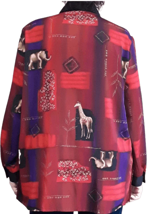80's Buttoned Elephant and Giraffe Top by Drapers & Damons - Image 2