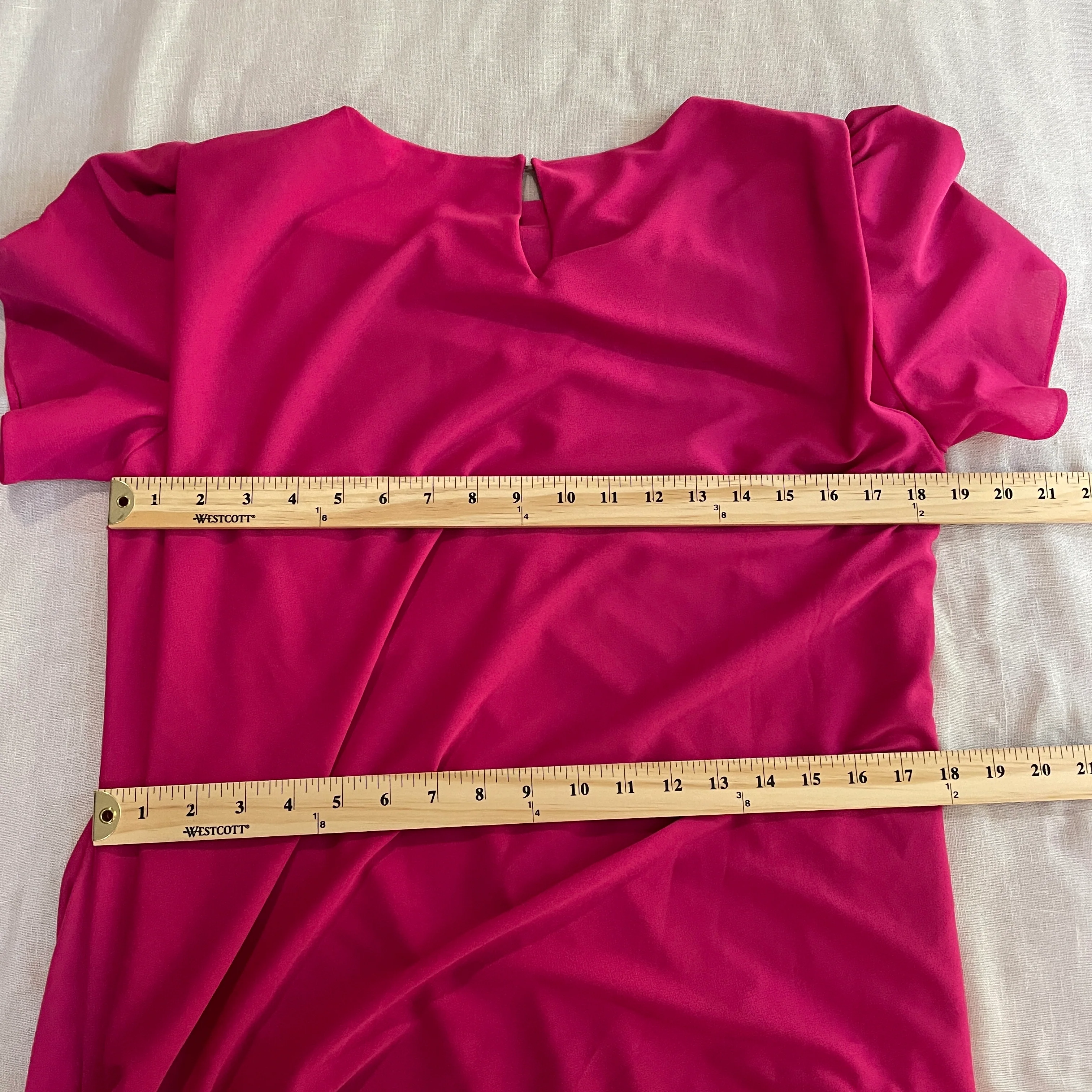 80s Dress Size 12 Pink Drop Waist Tiered Ruffle Midi - Image 14