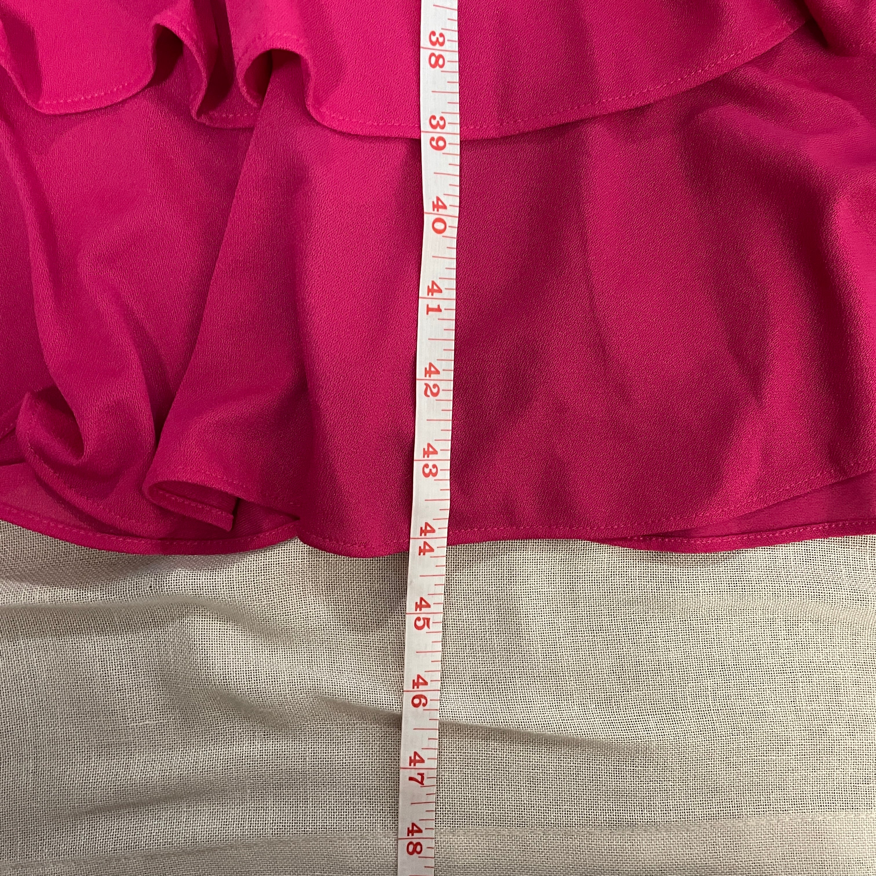 80s Dress Size 12 Pink Drop Waist Tiered Ruffle Midi - Image 16