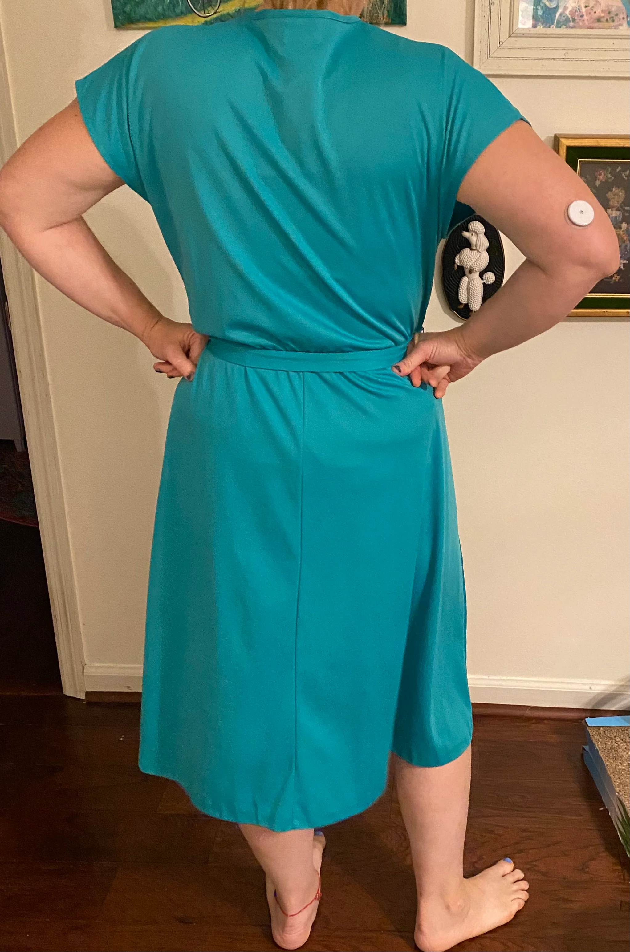 80s Early 80s Teal Poly Dress Retro By Haband for Her - Image 4