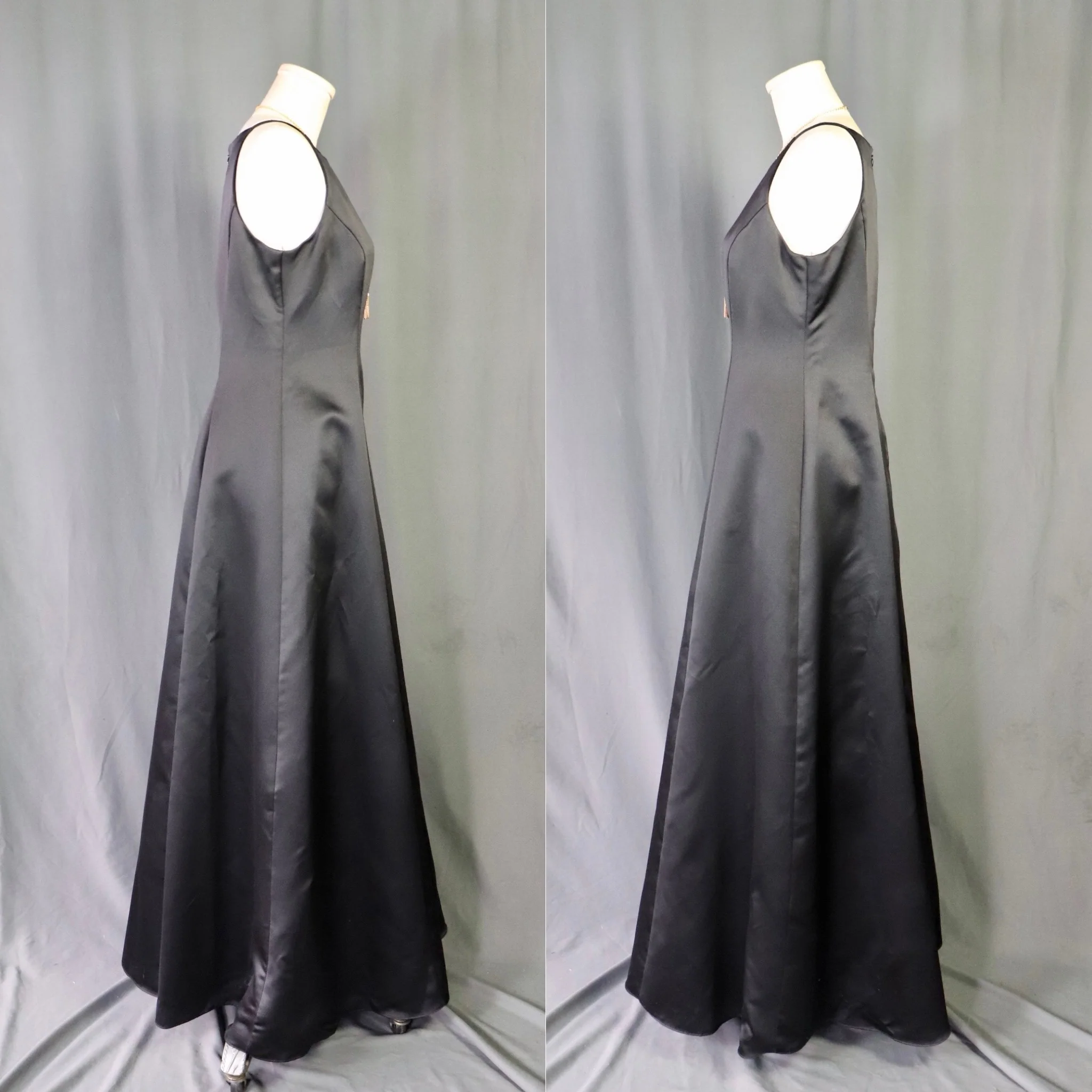80s Elegant Black Formal Sleeveless A-line Gown By Jaslene for Betsy and Adam - Image 3
