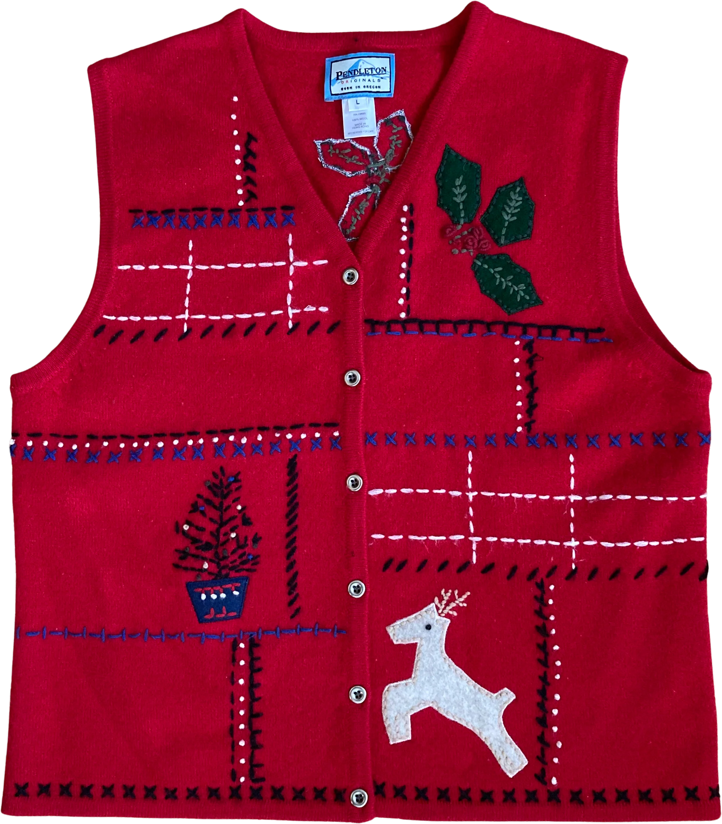 80s Embroidered And Appliqued Sweater Vest By Pendleton