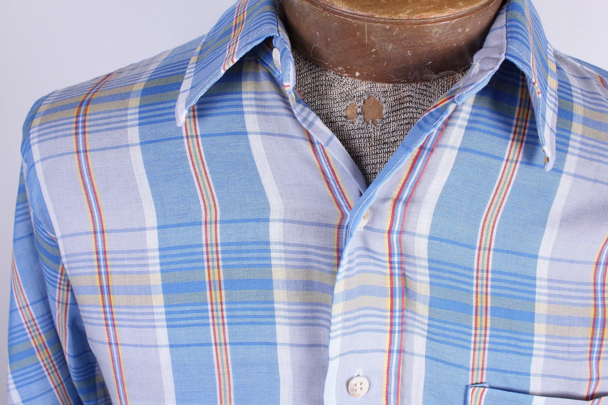 80s Era Aristocrate Brand Men's Plaid Check Pastel Short Sleeve Button Down Preppy Shirt Size Small by Aristocrate - Image 6