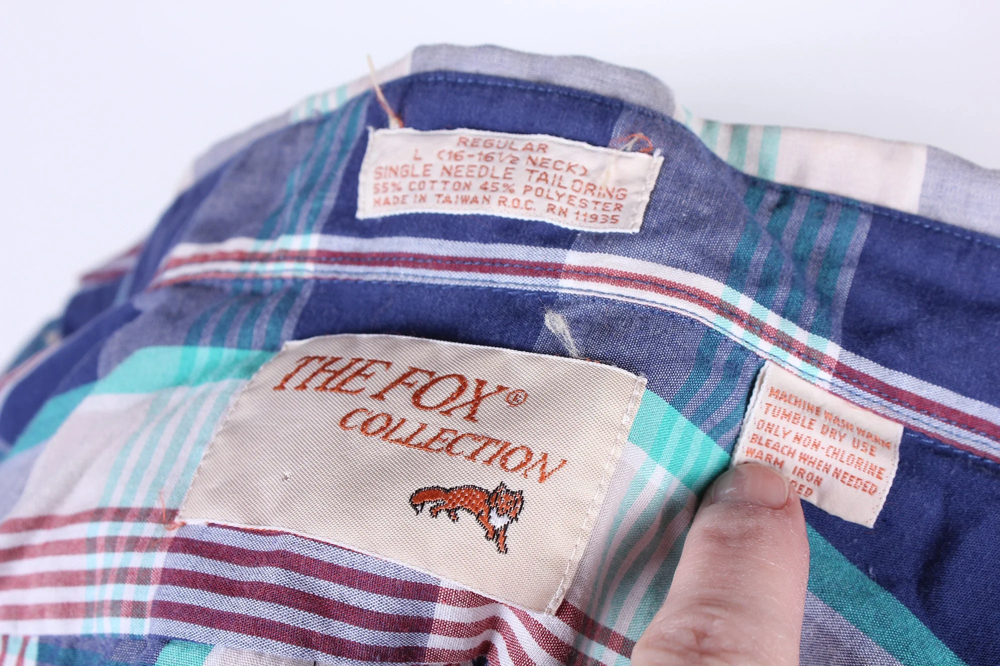 80s Era Foxx Collection Men's Plaid Check Pastel Short Sleeve Button Down Preppy Shirt Size L by Foxx Collection - Image 2