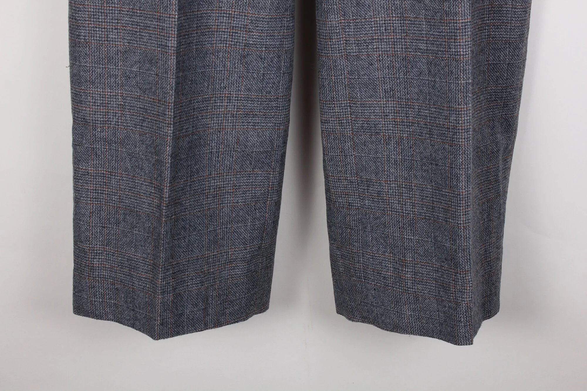 80s Era Gray Wool Plaid Brown Accents Men's Dress Pants - Image 5