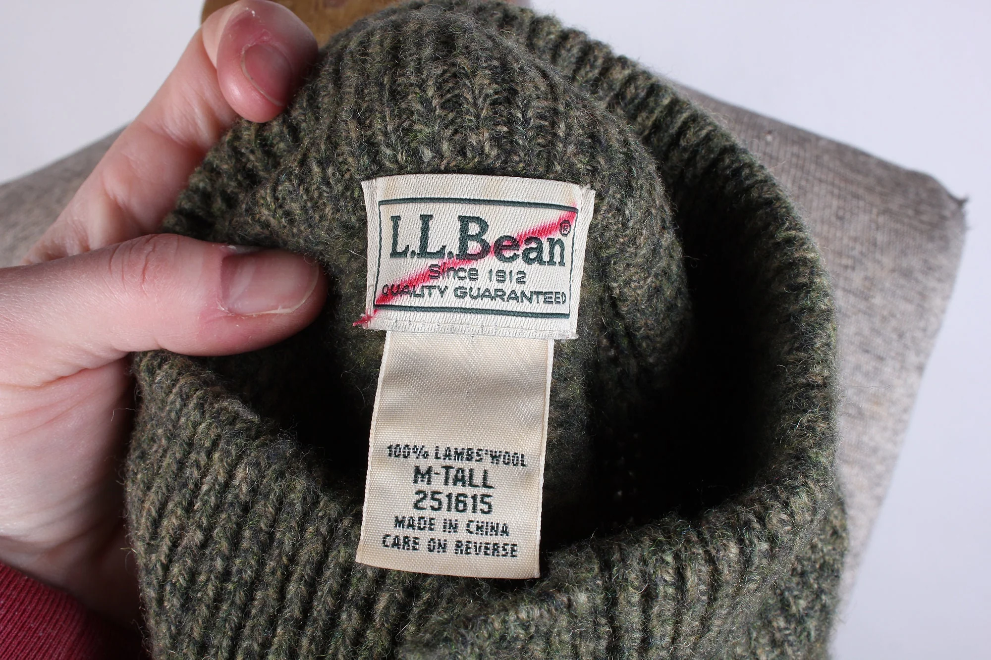 80s Era Men's Ll Bean Winter Heavy Lambs Wool Forest Green Three Quarter Button Preppy Ski Sweater Size Medium by Ll Bean - Image 3