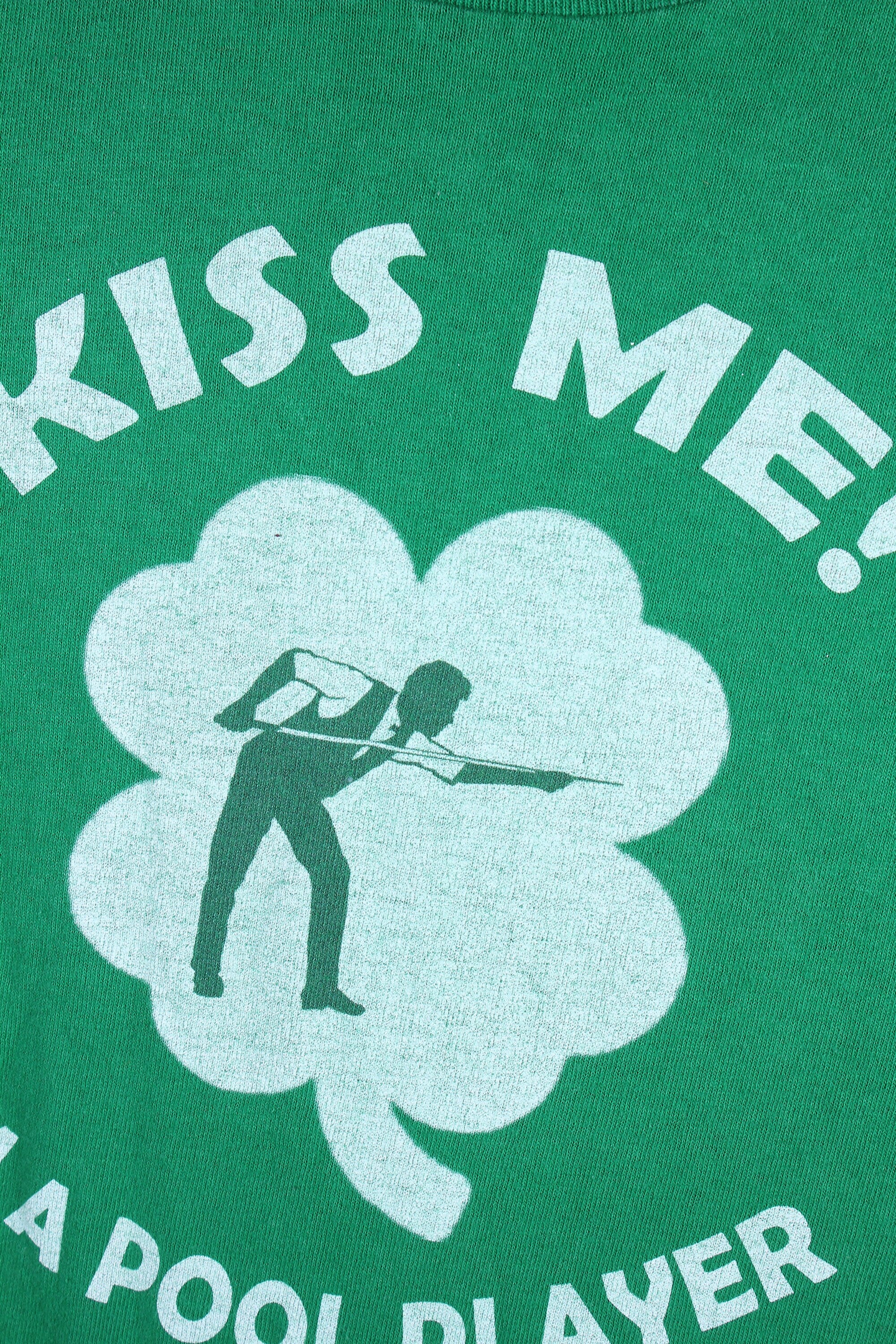 80s Era Men's St. Patrick's Day Pool Player Novelty T-Shirt Size L - Image 2