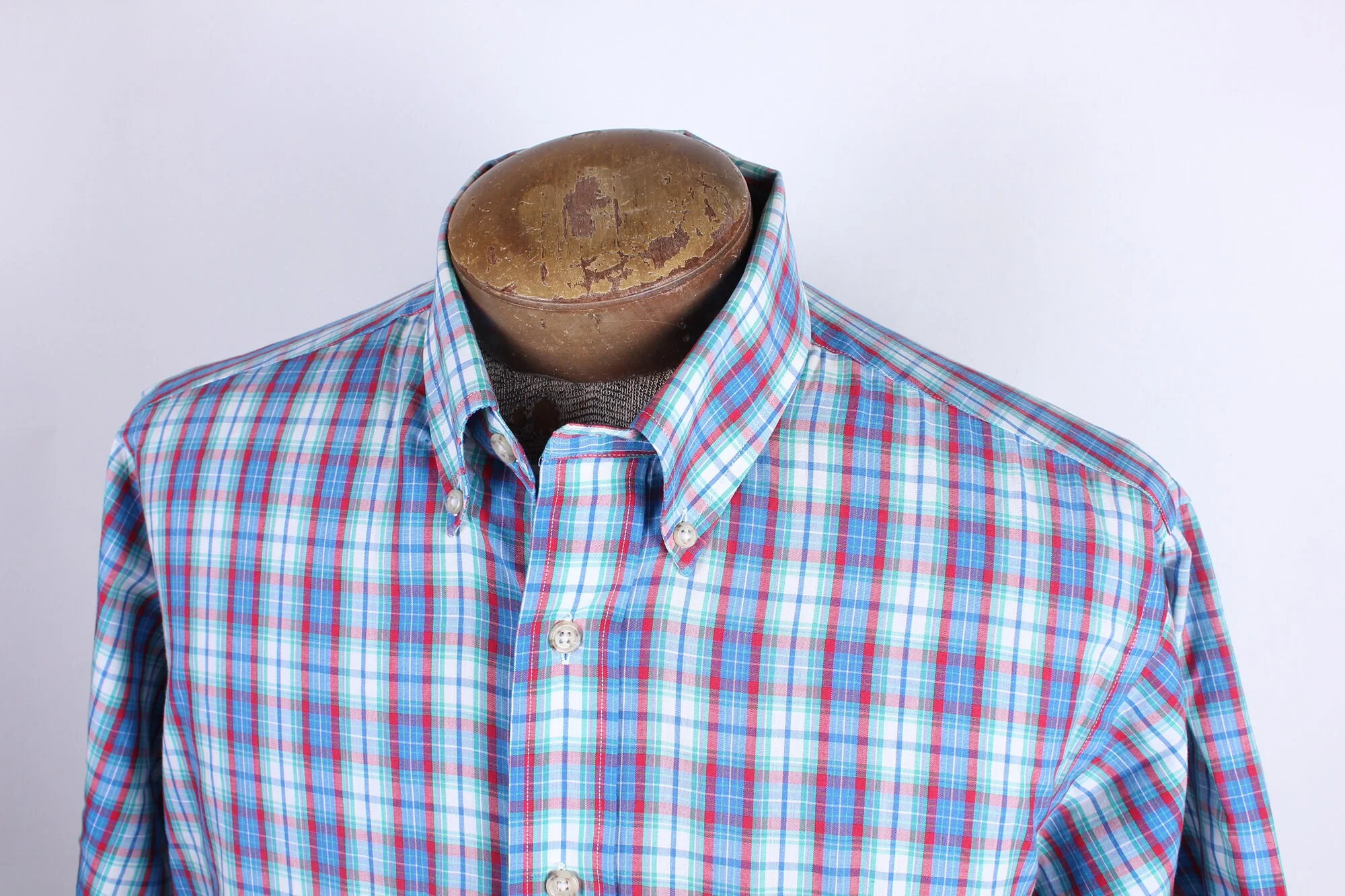 80s Era Preppy Plaid Short Sleeve Hayloft Brand Men's Shirt Size Large by Hayloft - Image 4