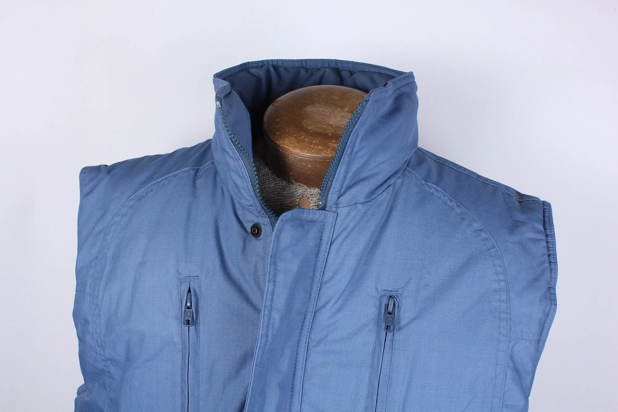 80s Era Reversible Blue with Buffalo Plaid Lining Timber Trail Brand Size M Down Filled Navy Puff Vest by Timber Trail - Image 6