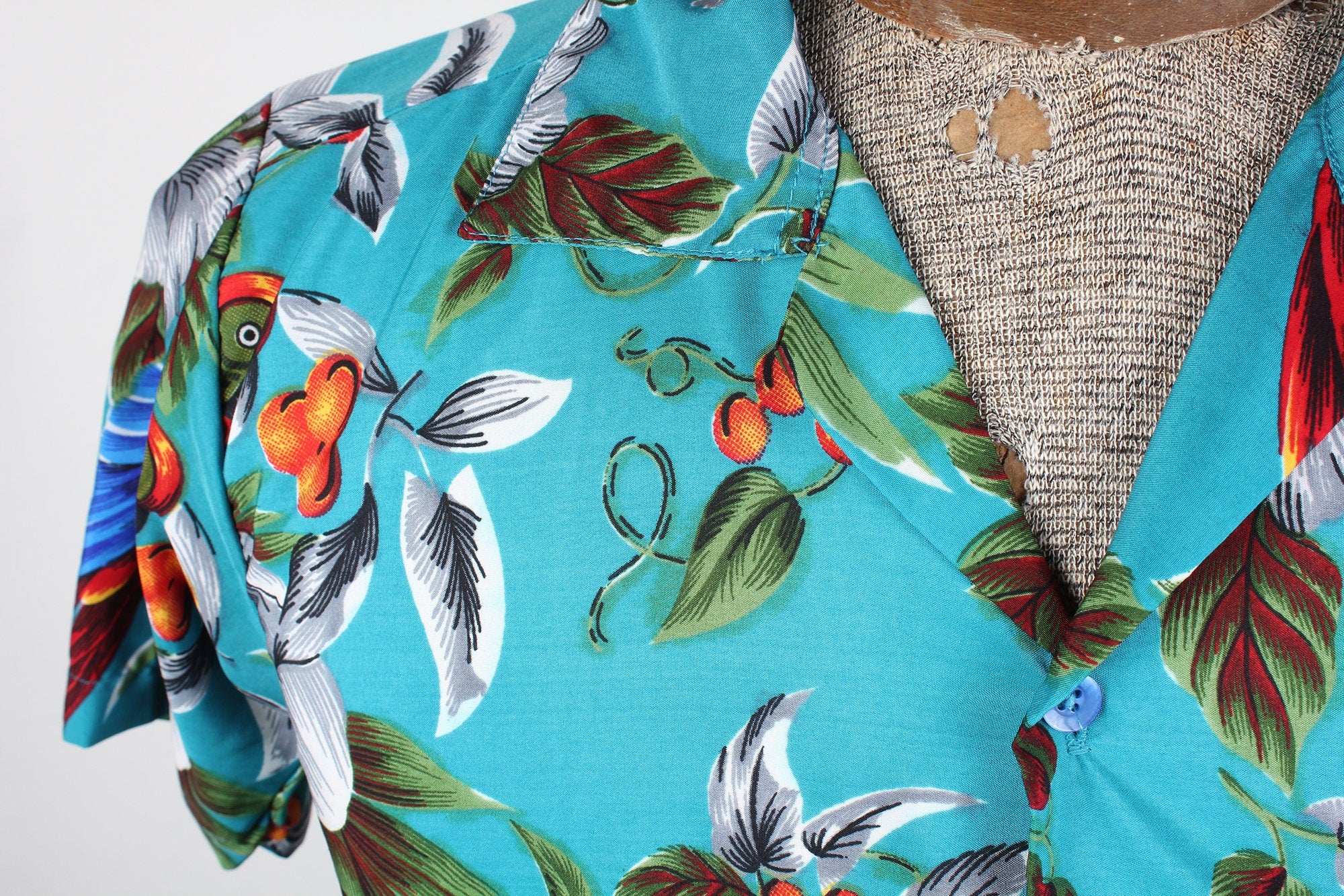 80s Era Tropical Men's Shirt Vho Brand Size Xs Silky Material by Vho - Image 3