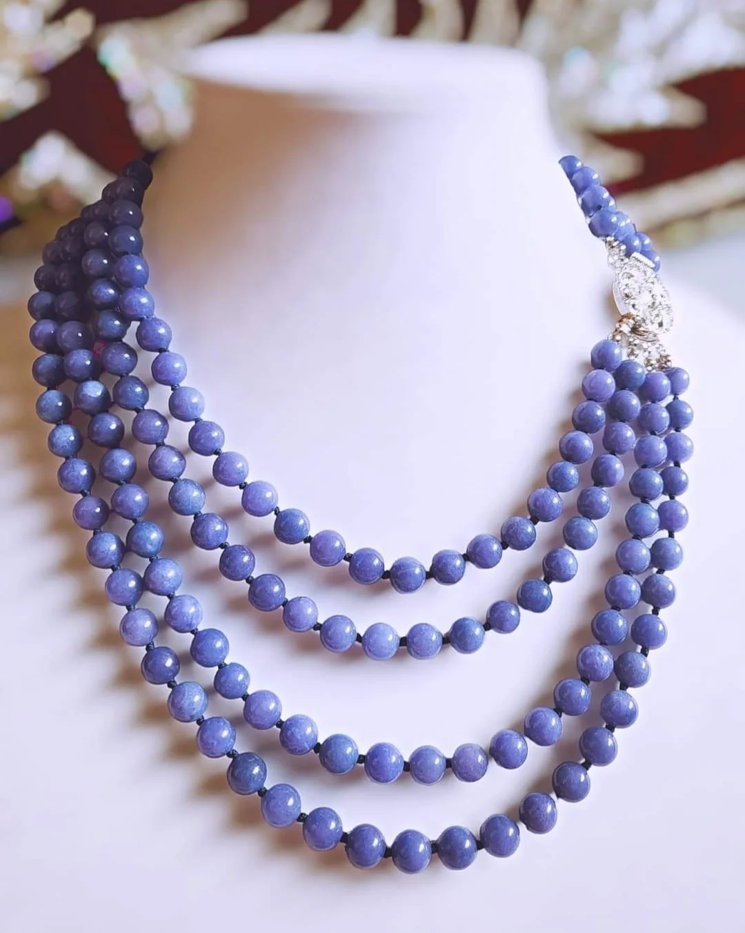 80s Exquisite Jackie O Anhydrite Beaded Necklace By Jbk - Image 6