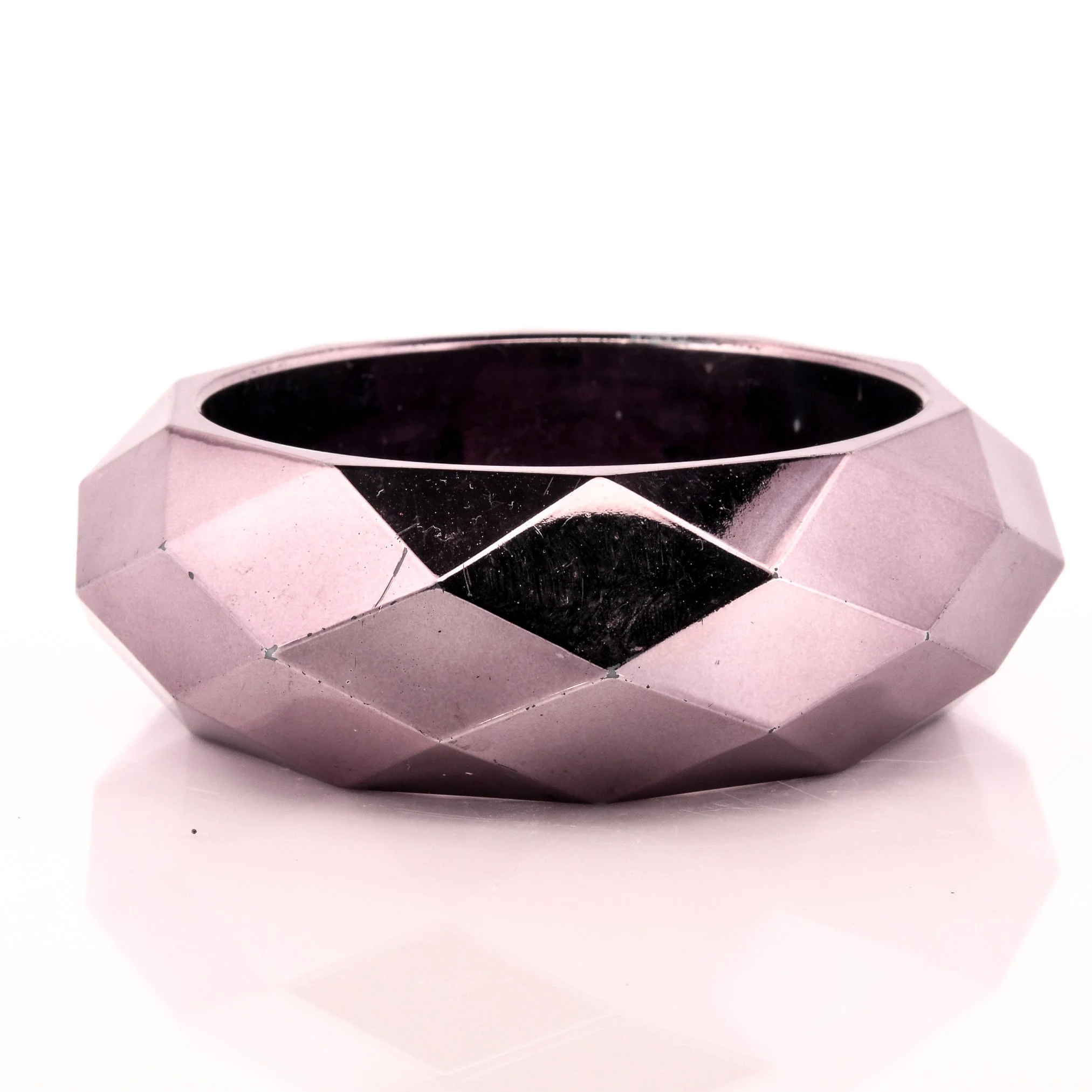 80s Faceted Gunmetal Bangle Bracelet - Image 4