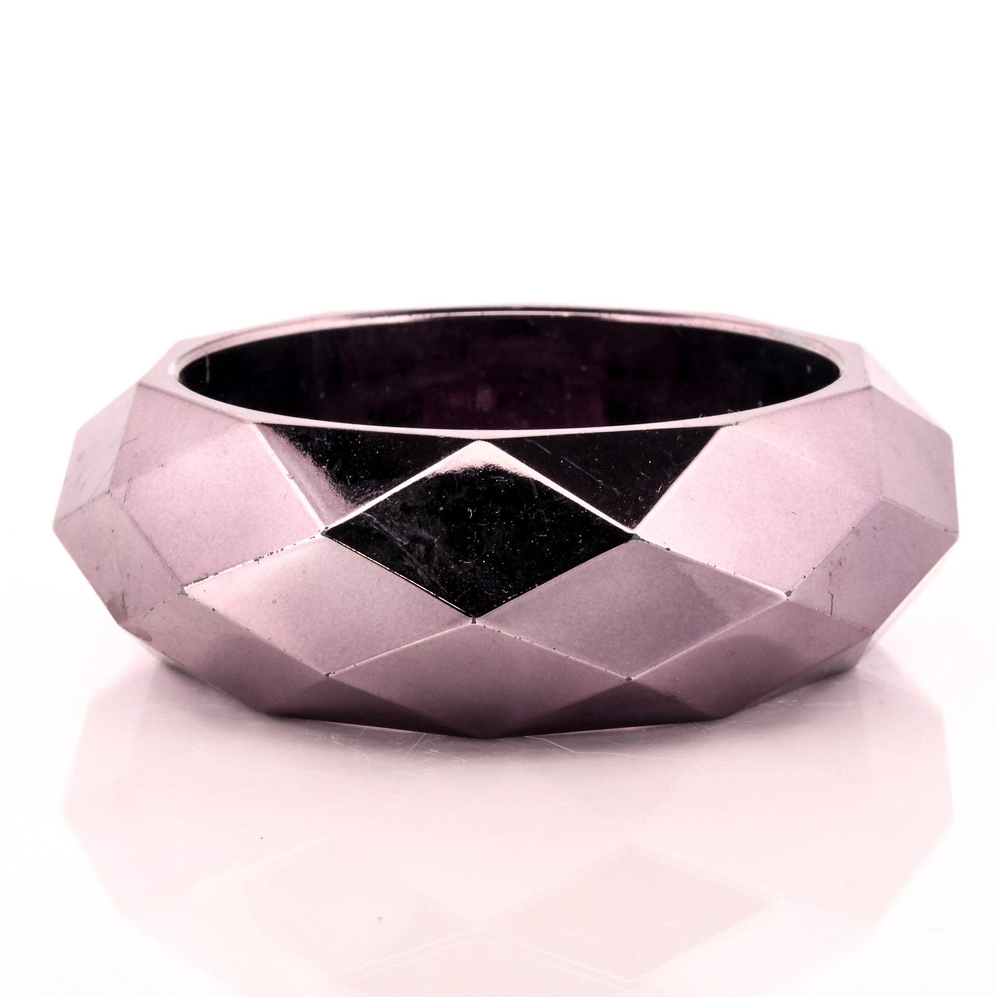 80s Faceted Gunmetal Bangle Bracelet - Image 5