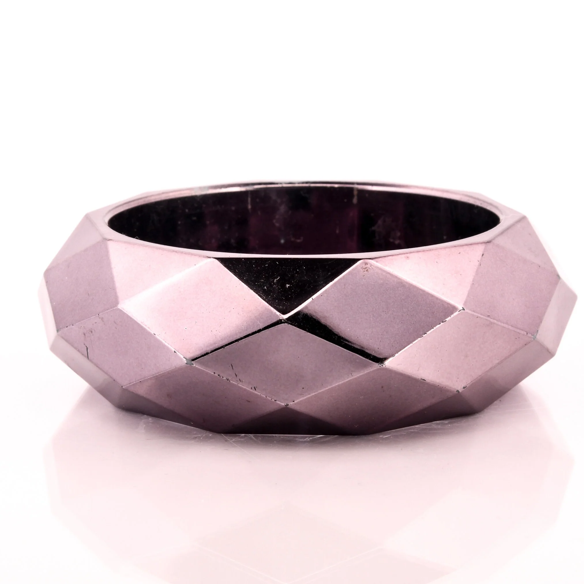 80s Faceted Gunmetal Bangle Bracelet - Image 7