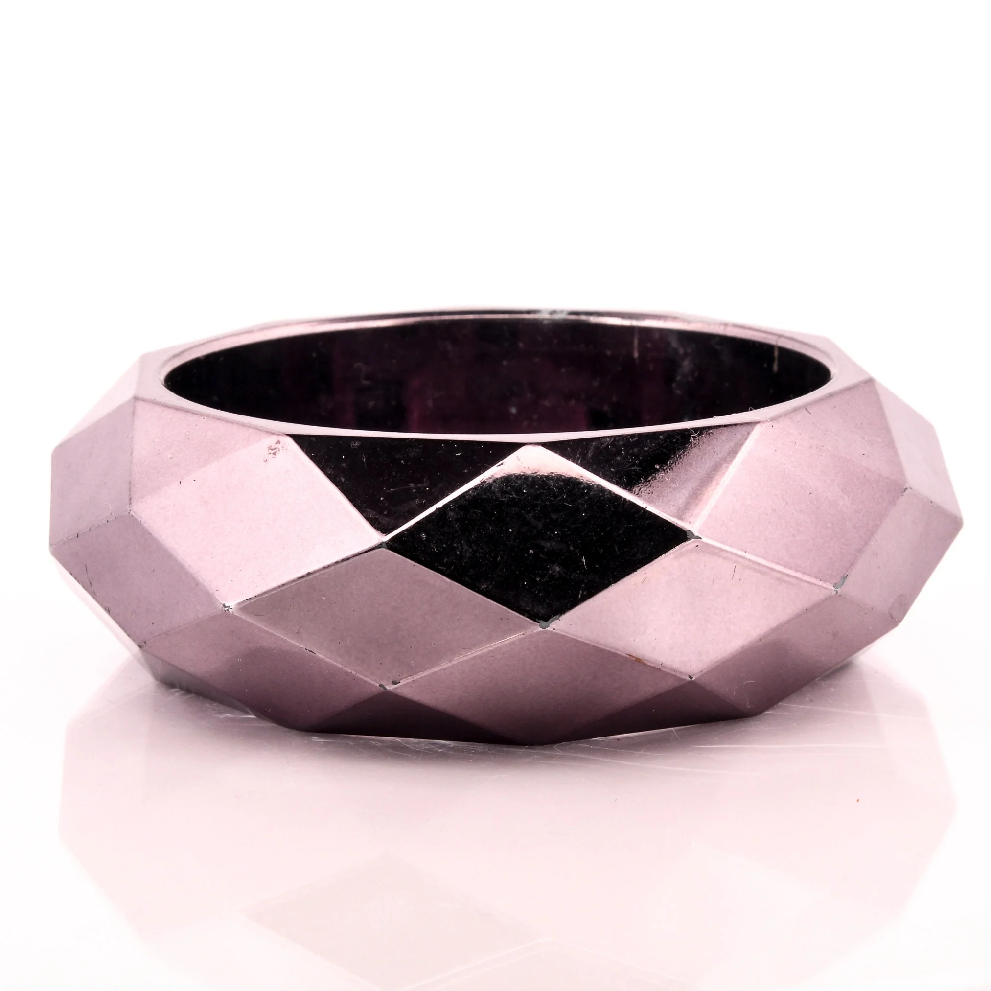 80s Faceted Gunmetal Bangle Bracelet - Image 8