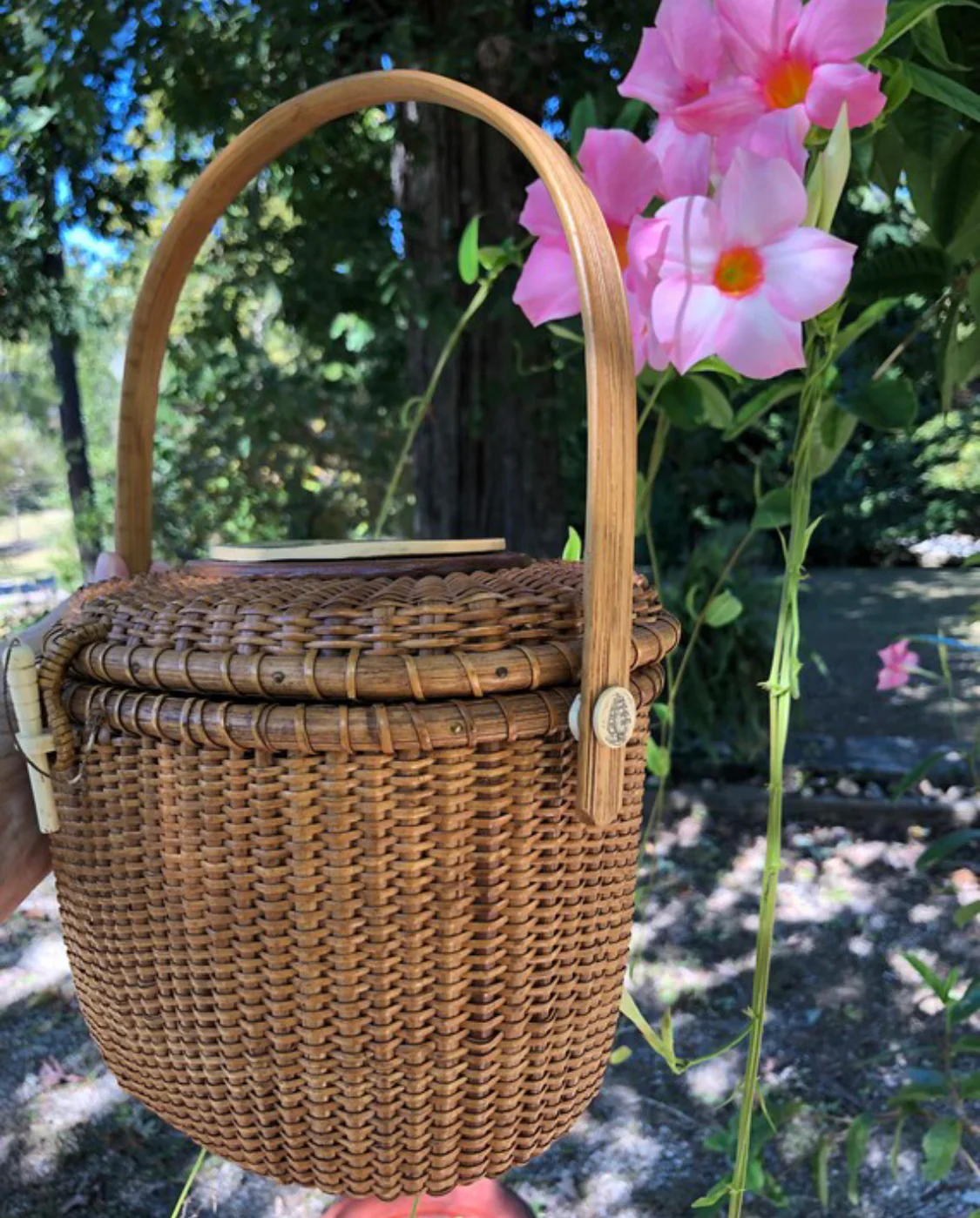 80s Farmum Nantucket Lightship Basket Handbag - Image 5
