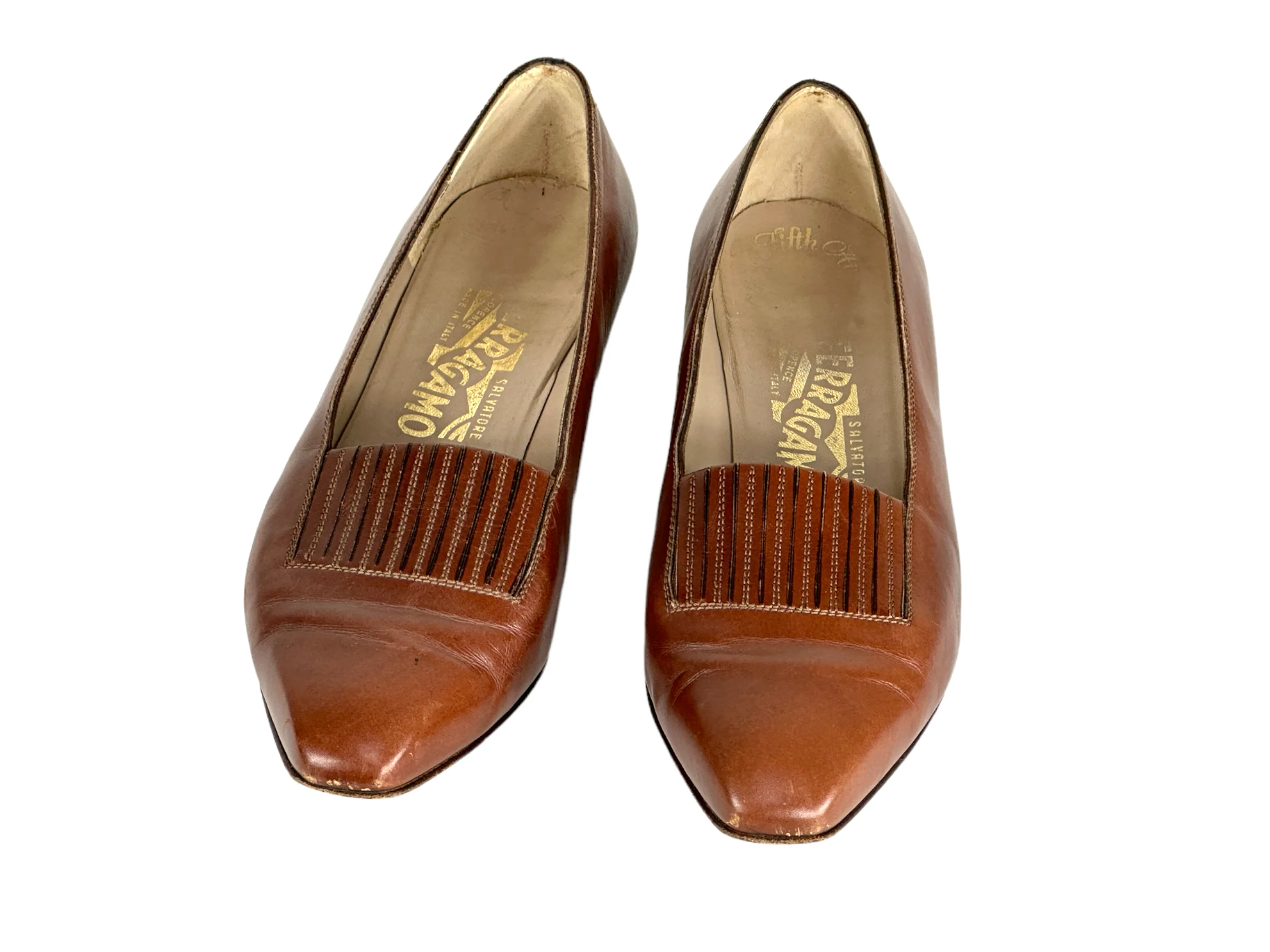80s Ferragamo Leather Loafers Flats Made In Italy By Ferragamo - Image 4
