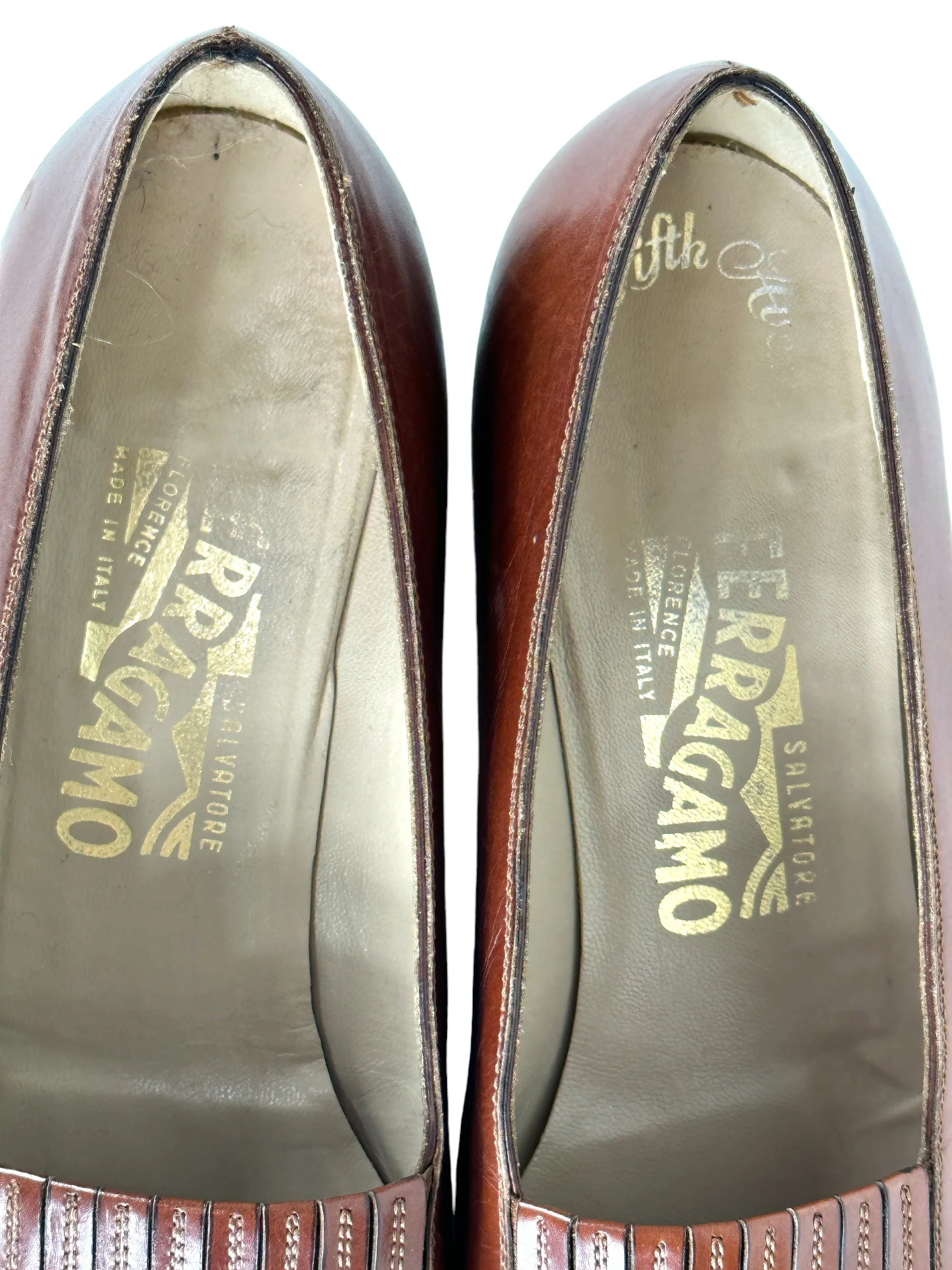80s Ferragamo Leather Loafers Flats Made In Italy By Ferragamo - Image 6