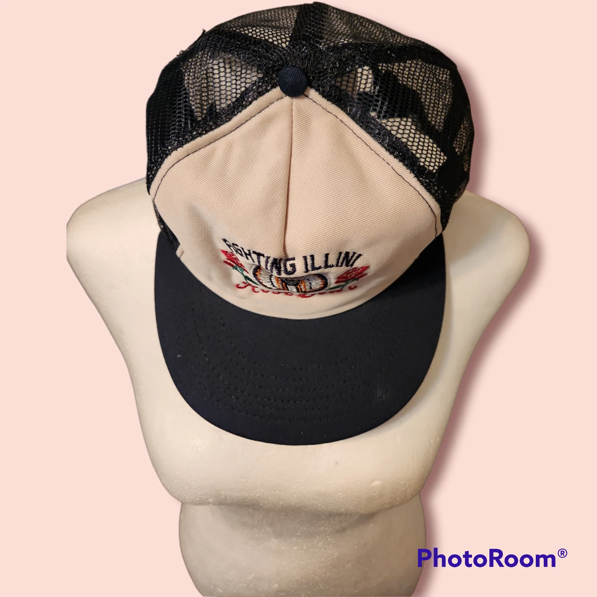 80s Fighting Illini Rose Bowl Mesh Back Trucker Hat - Image 3