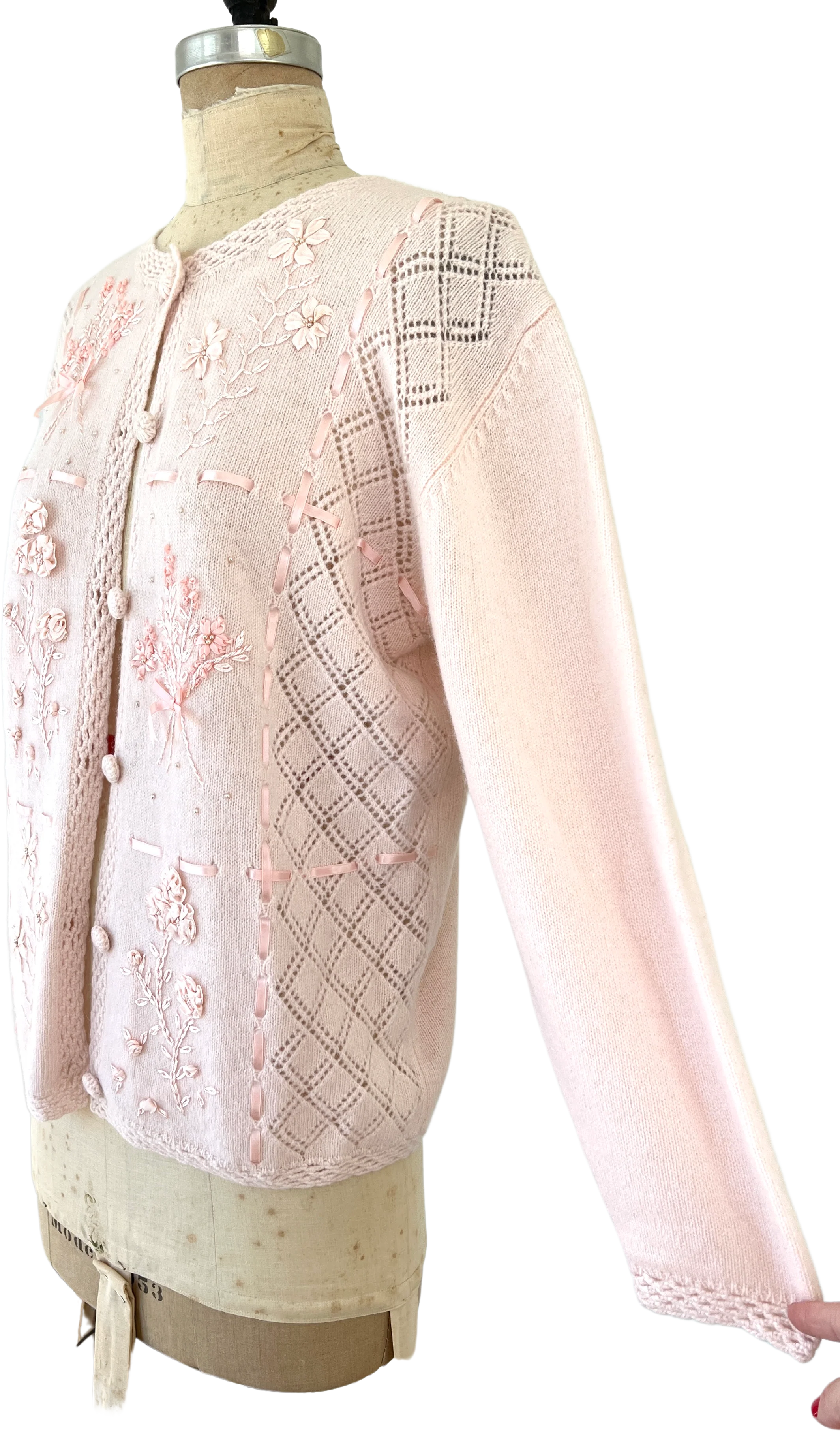 80s Floral 3d Embroidered Cardigan By Susan Bristol - Image 2