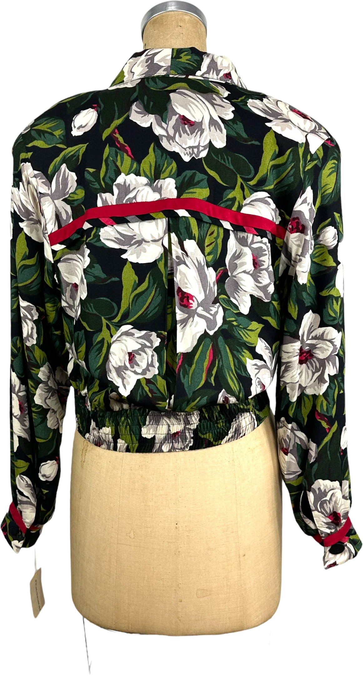 80s Floral Bomber Style Jacket Magnolia Print Nos By Howard Wolf - Image 2