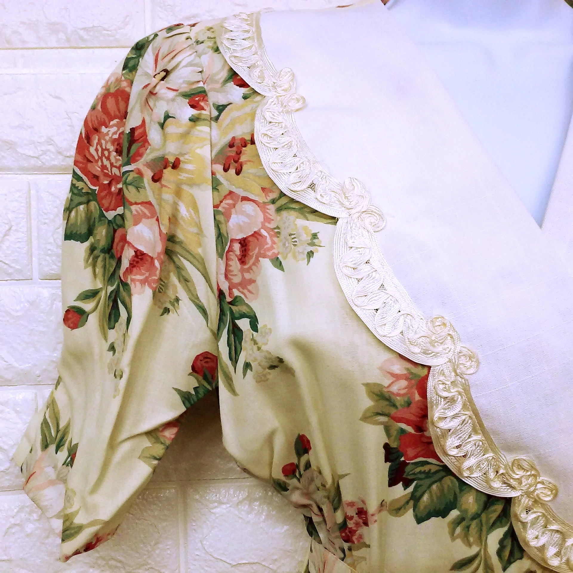80s Floral Prairie Granny Secretary Lace Collar Dress By Expo Made In Usa - Image 2