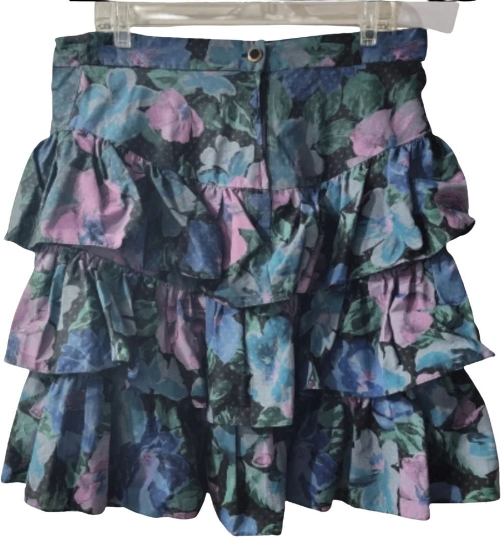 80s Floral Ruffle Skirt - Image 2