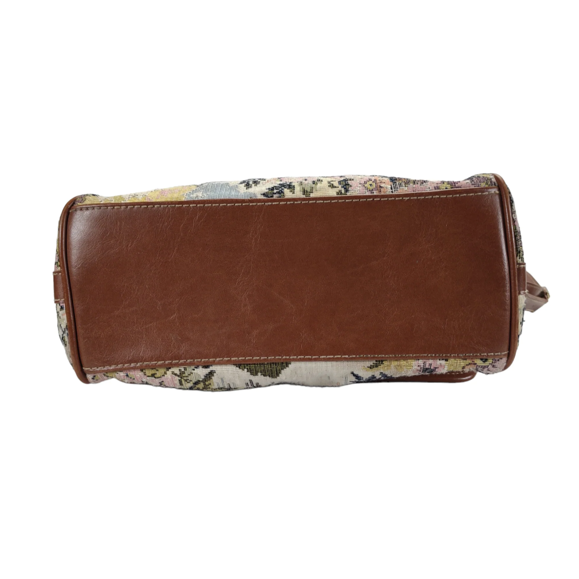 80s Floral Tapestry Shoulder Purse Crossbody Leather By Liz Claiborne - Image 8