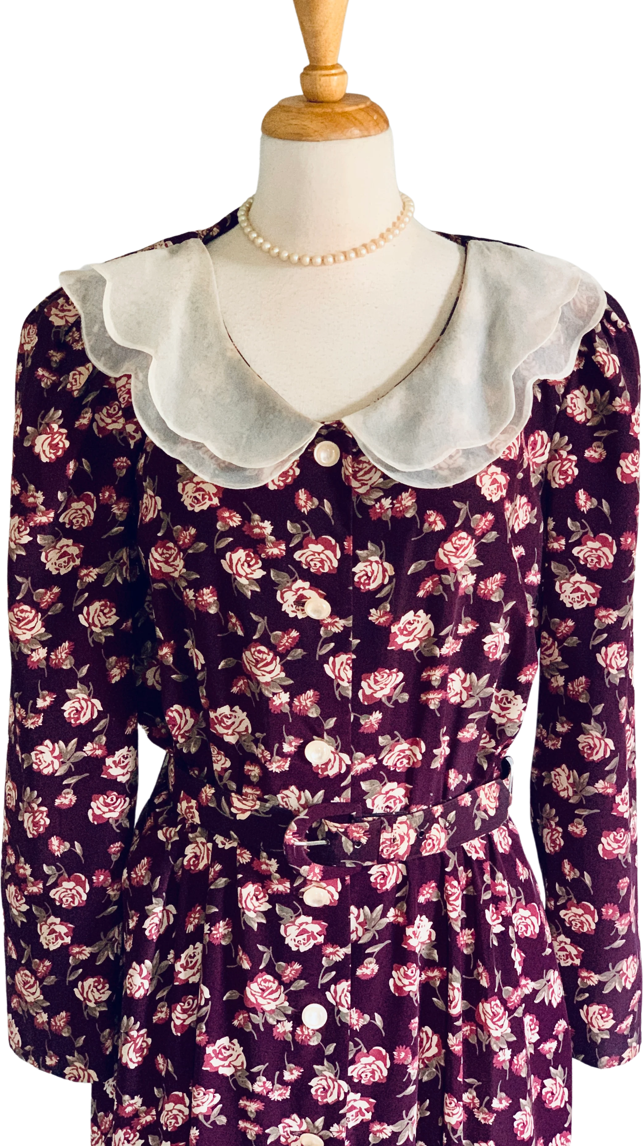 80s Floral Tea Dress By Leslie Faye