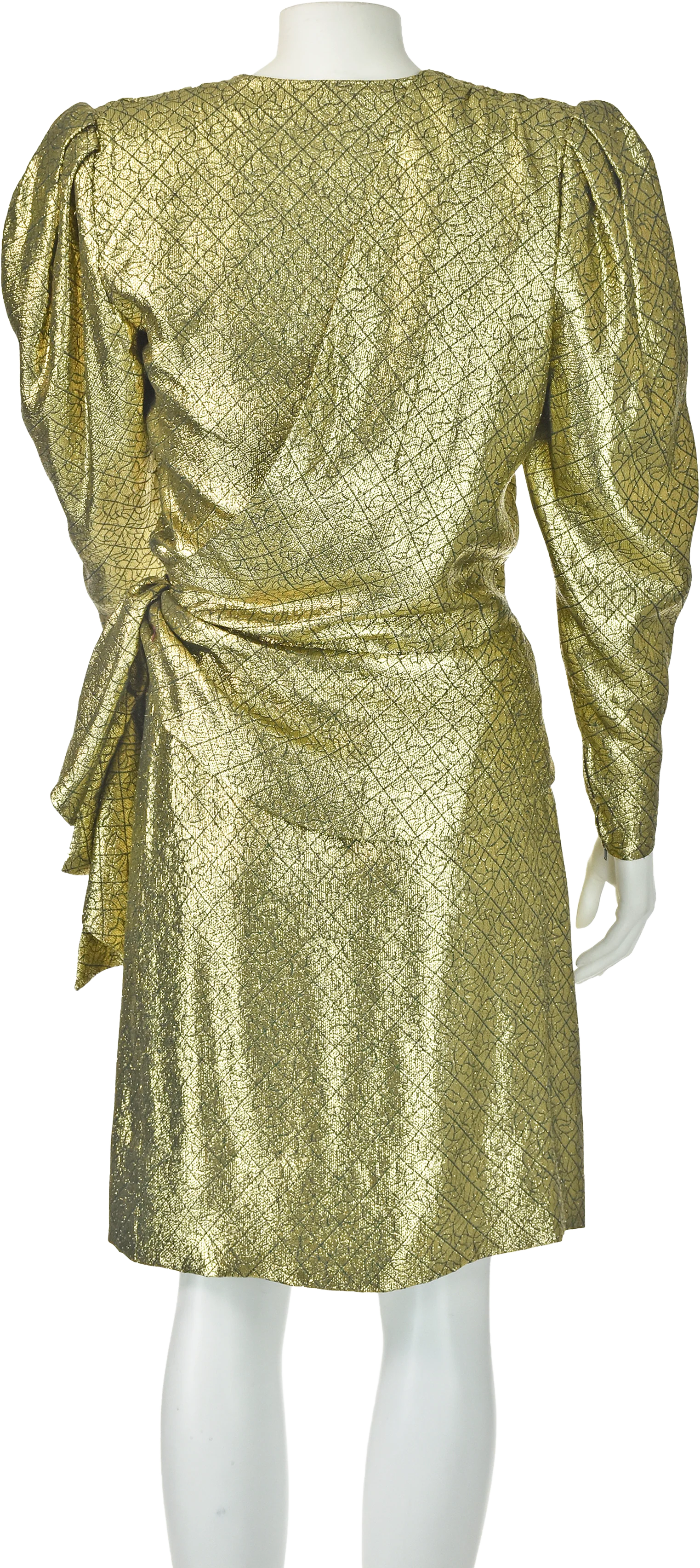 80s French Couture Gold Lamè Two Piece Coctail Dress By Philippe Venet - Image 2