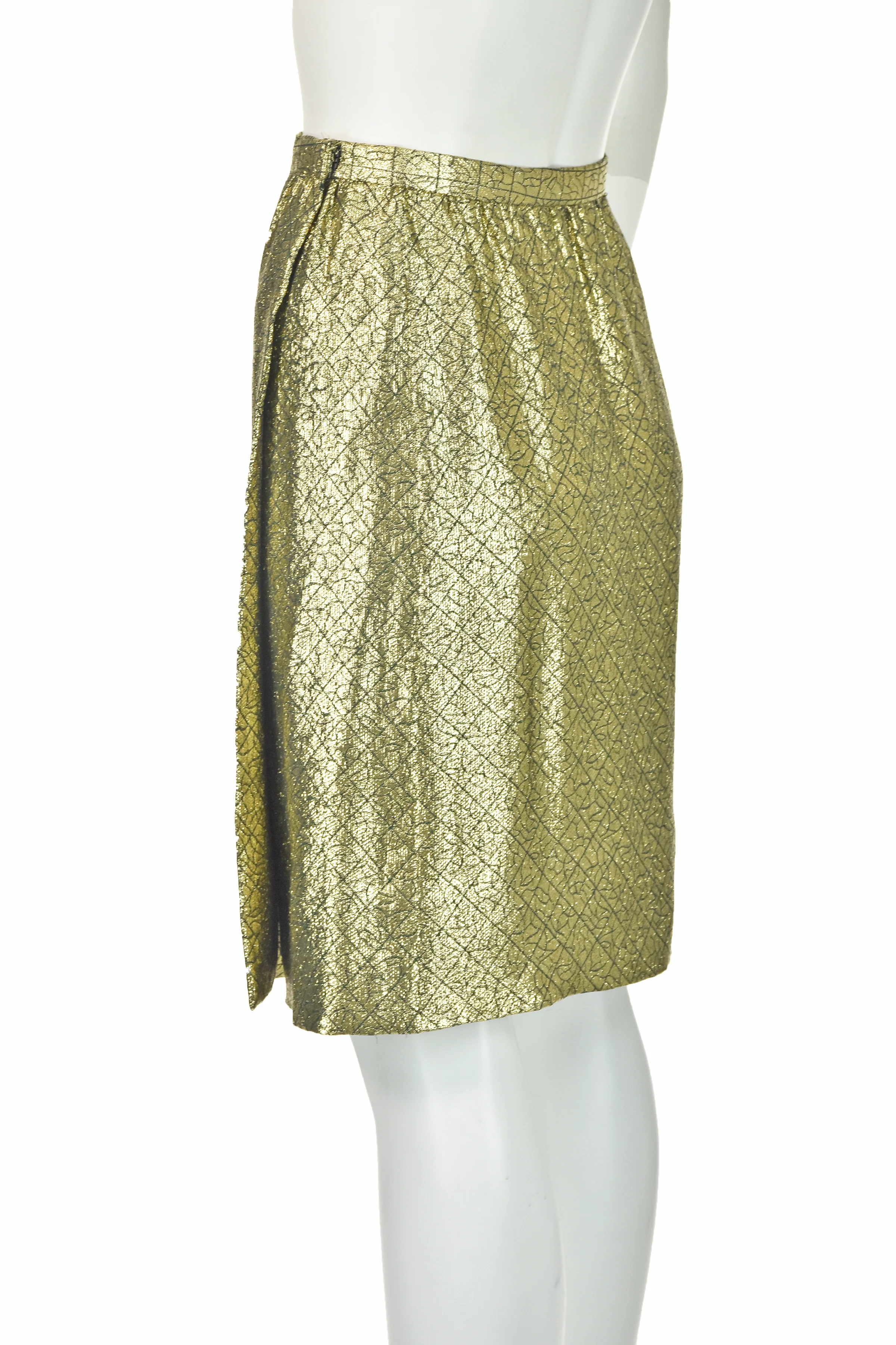 80s French Couture Gold Lamè Two Piece Coctail Dress By Philippe Venet - Image 8