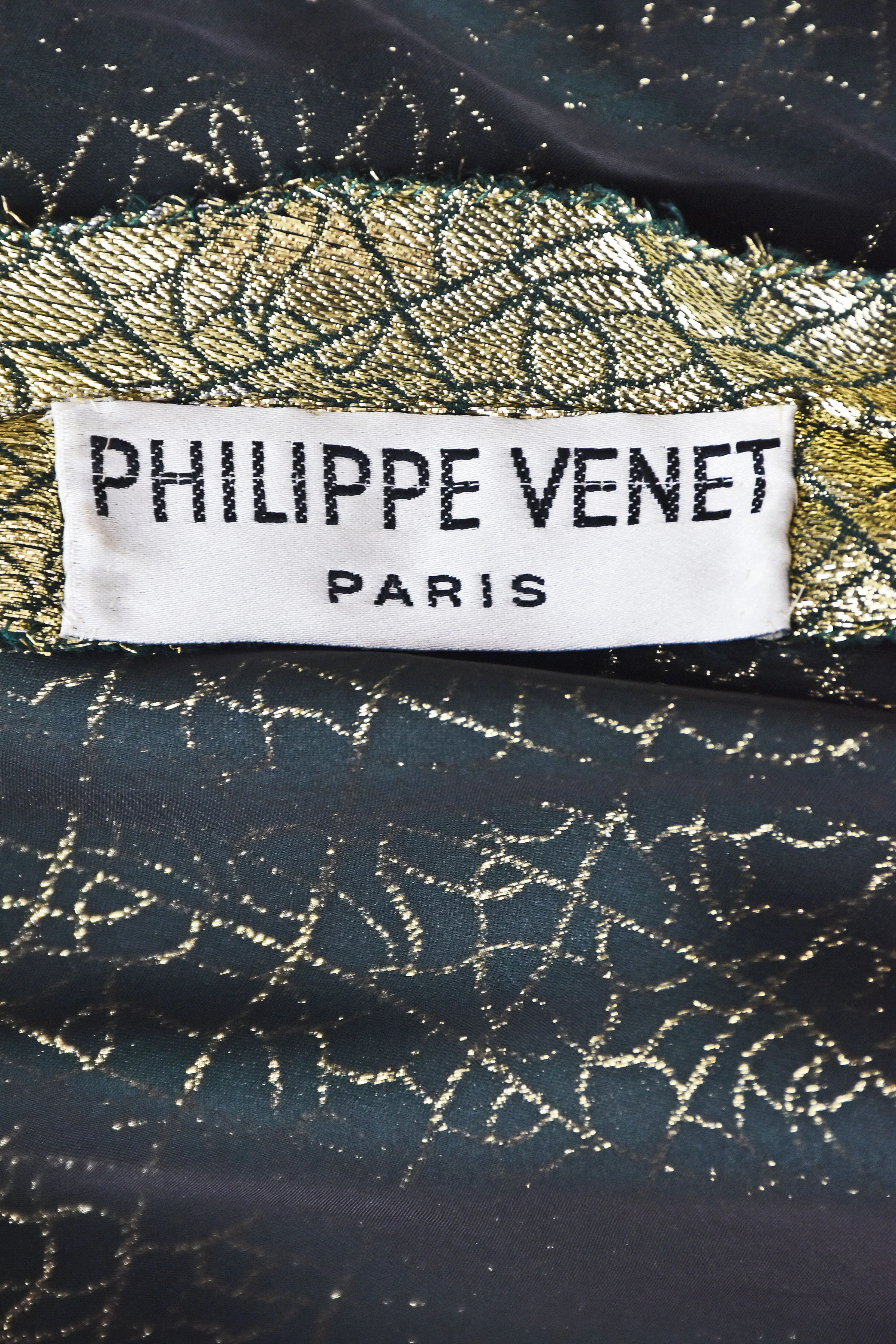 80s French Couture Gold Lamè Two Piece Coctail Dress By Philippe Venet - Image 9