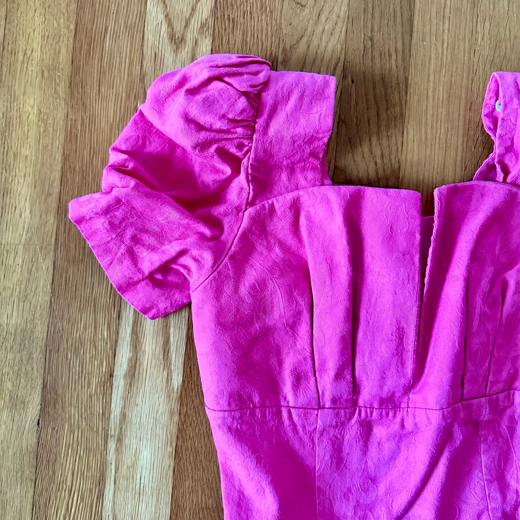 80s Fuchsia Pink Puff Sleeve Fit And Flare Dress By Robbie Bee - Image 4