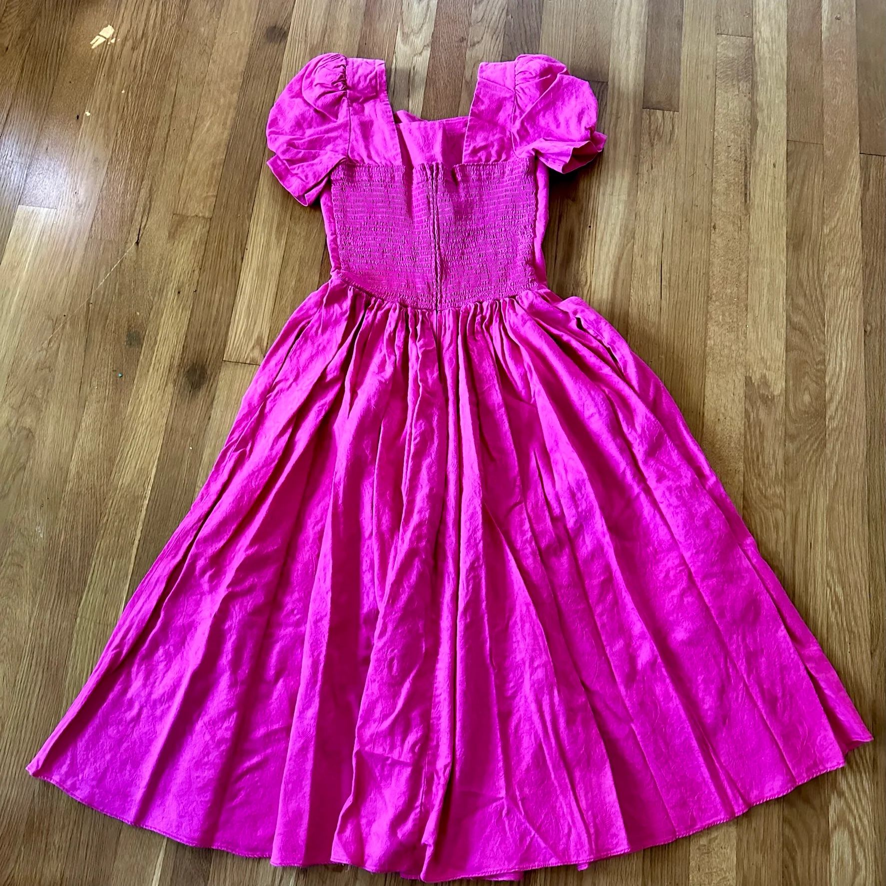 80s Fuchsia Pink Puff Sleeve Fit And Flare Dress By Robbie Bee - Image 7