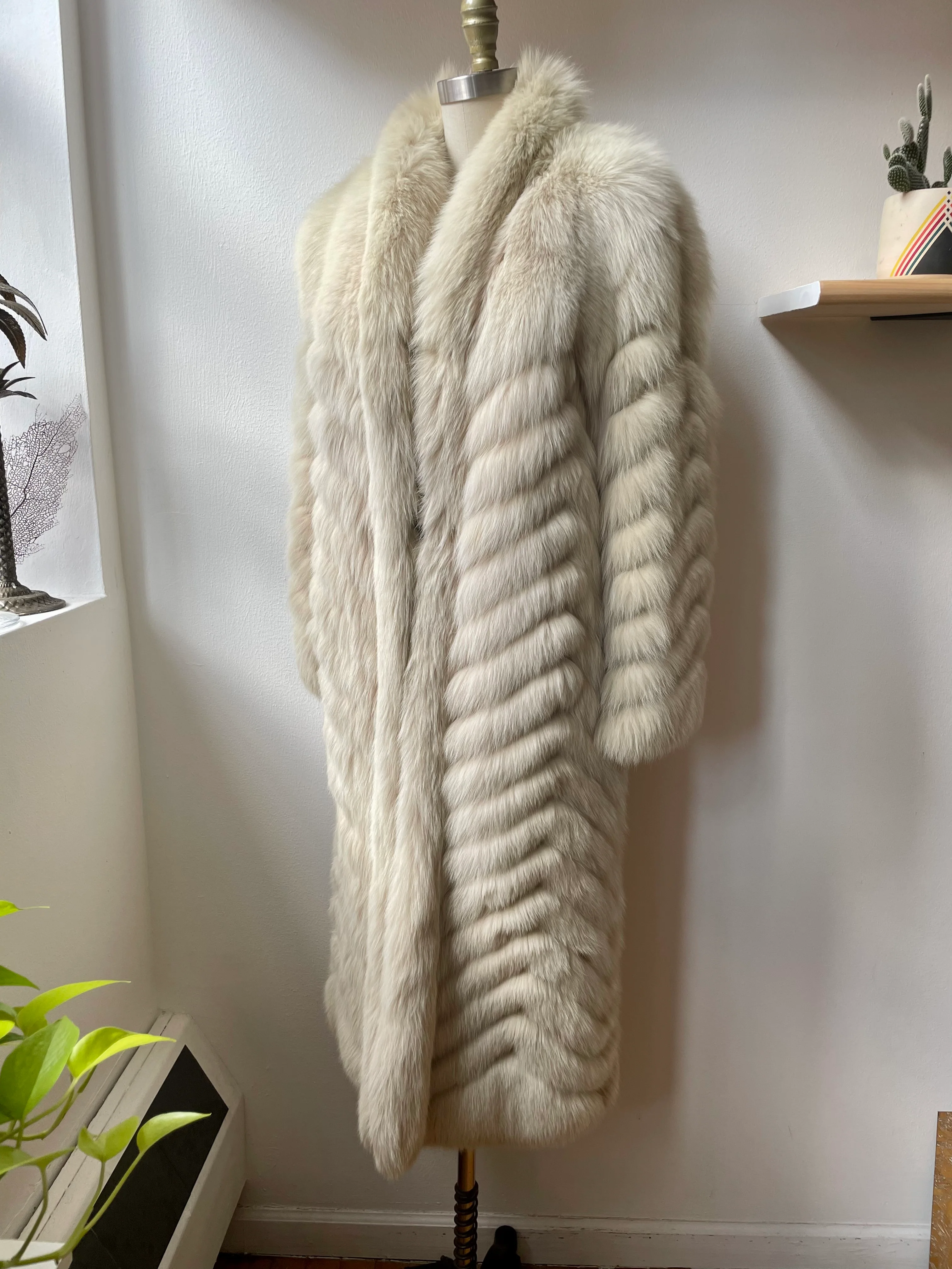 80s Full Length Fox Fur Coat By Stephen Burrows - Image 8