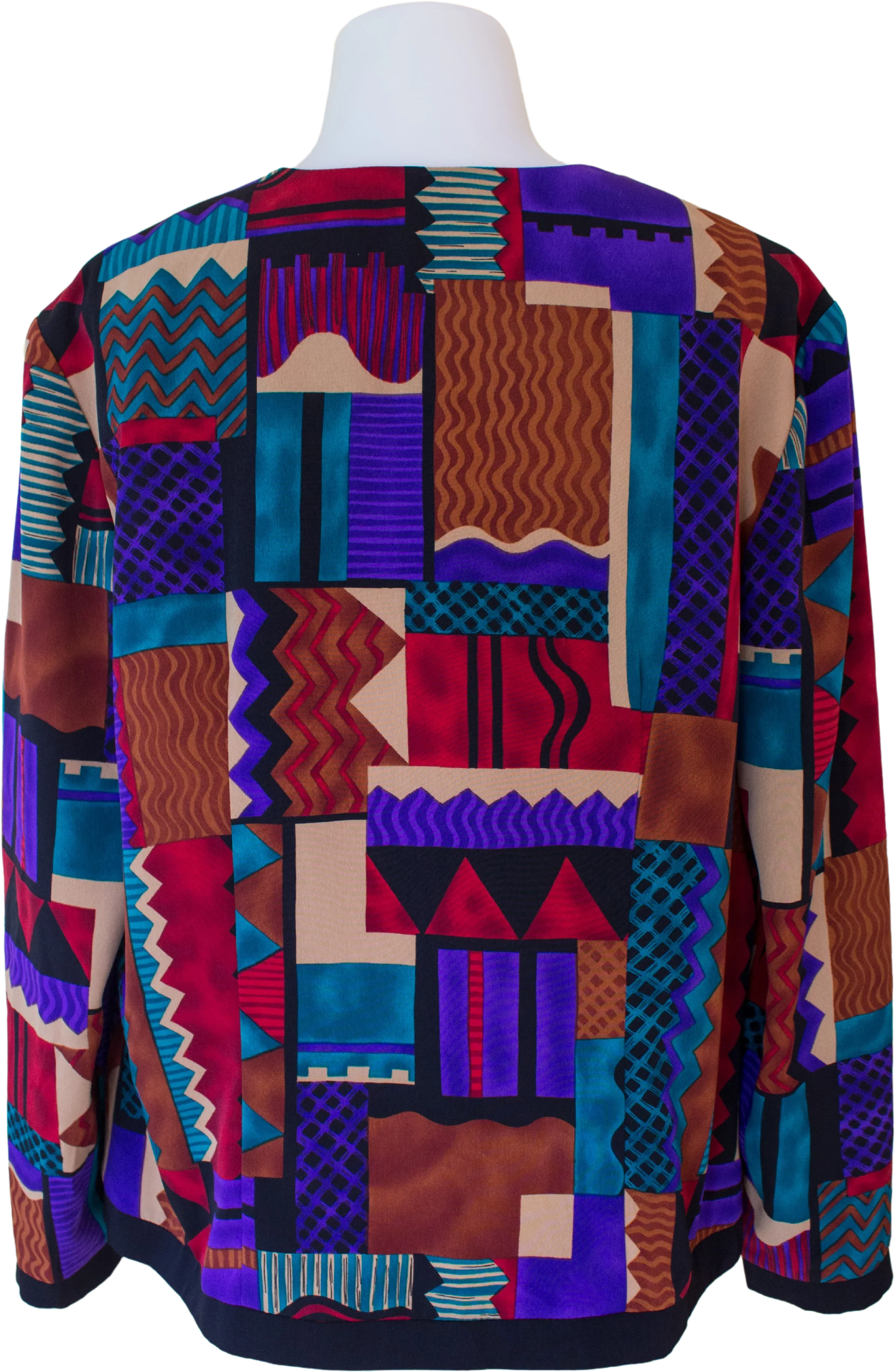 80s Funky Geometric Print One Button Jacket/blazer By Caron Chicago - Image 2