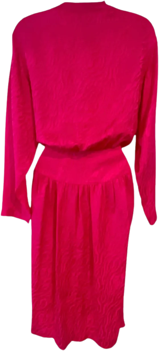 80s Fuschia Wrap Cinch Waist Secretary Bombshell Dress By Sk & Company Dress - Image 2