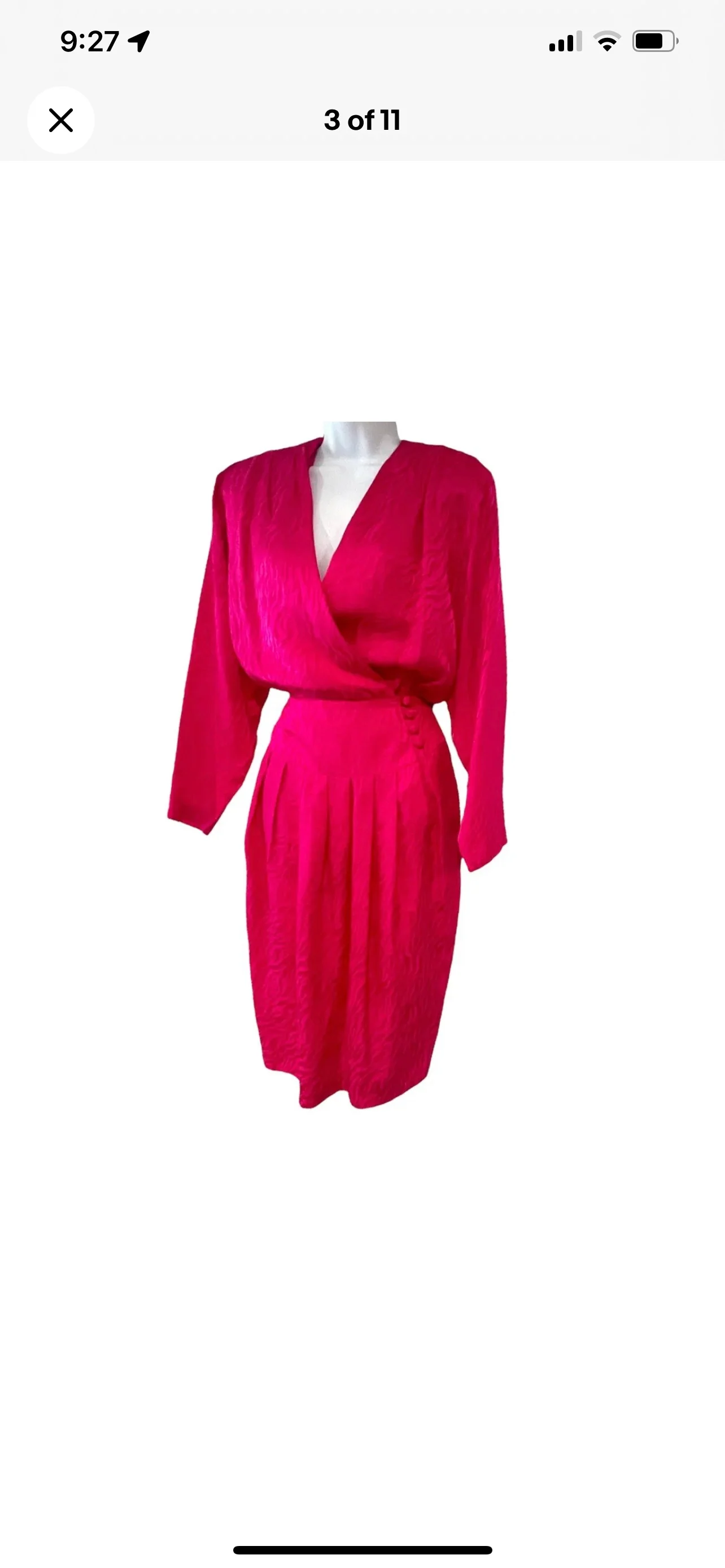 80s Fuschia Wrap Cinch Waist Secretary Bombshell Dress By Sk & Company Dress - Image 3