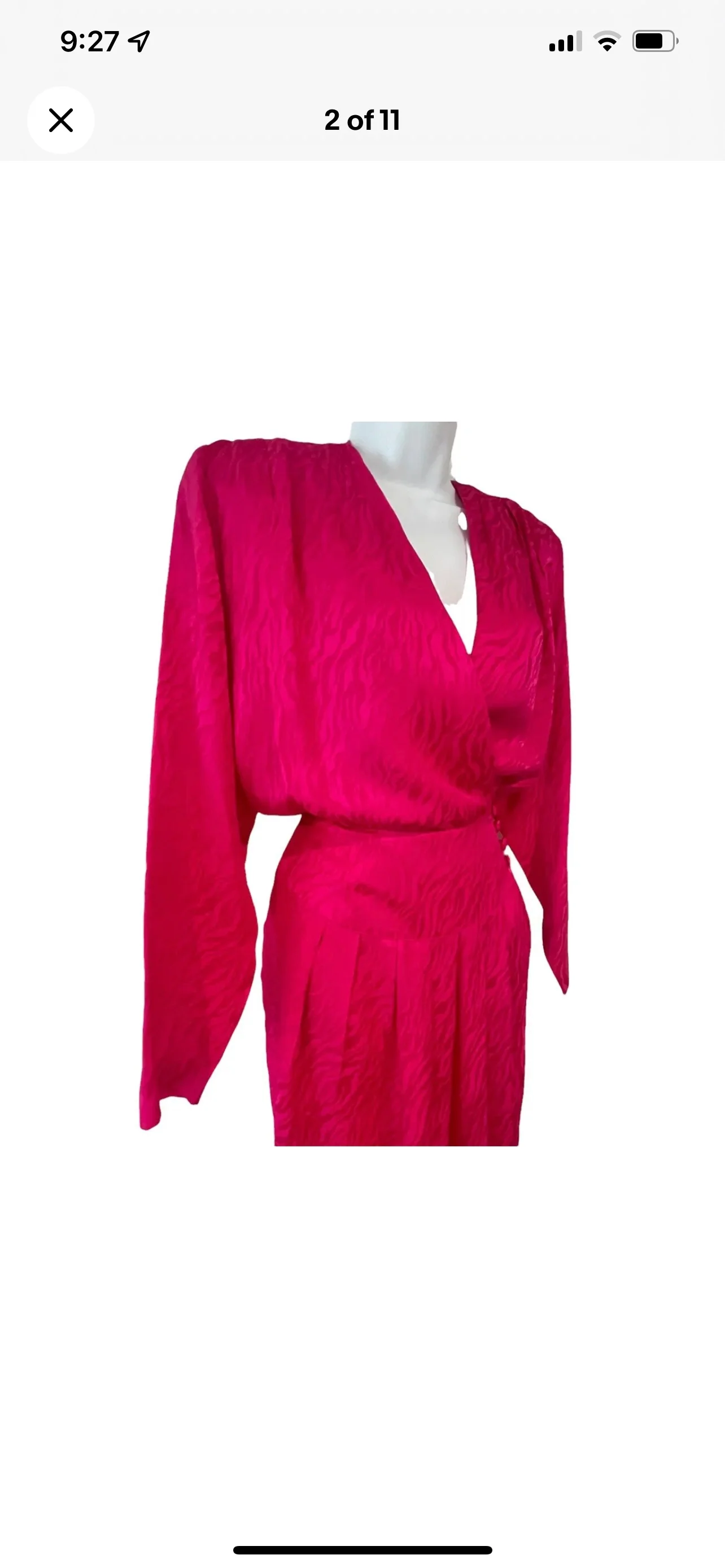 80s Fuschia Wrap Cinch Waist Secretary Bombshell Dress By Sk & Company Dress - Image 4