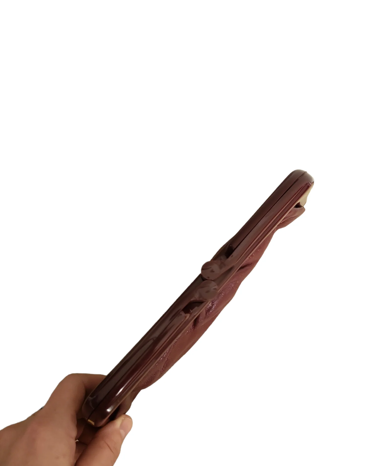 80s Genuine Leather Oxblood Italian Leather Clutch - Image 3
