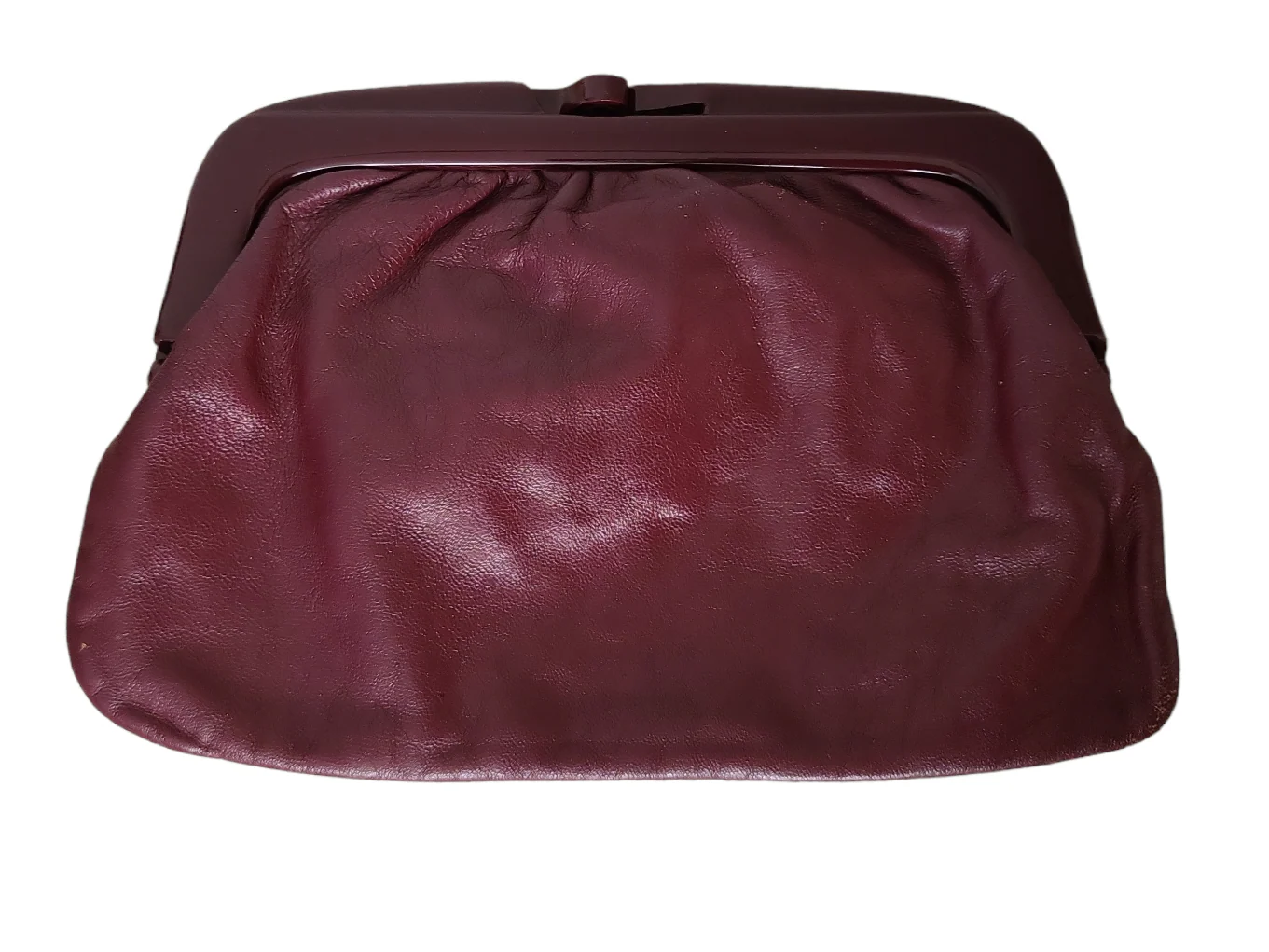 80s Genuine Leather Oxblood Italian Leather Clutch - Image 4