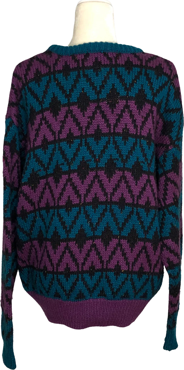 80s Geometric Crew Neck Ski Sweater Unisex By Sahara Club - Image 2