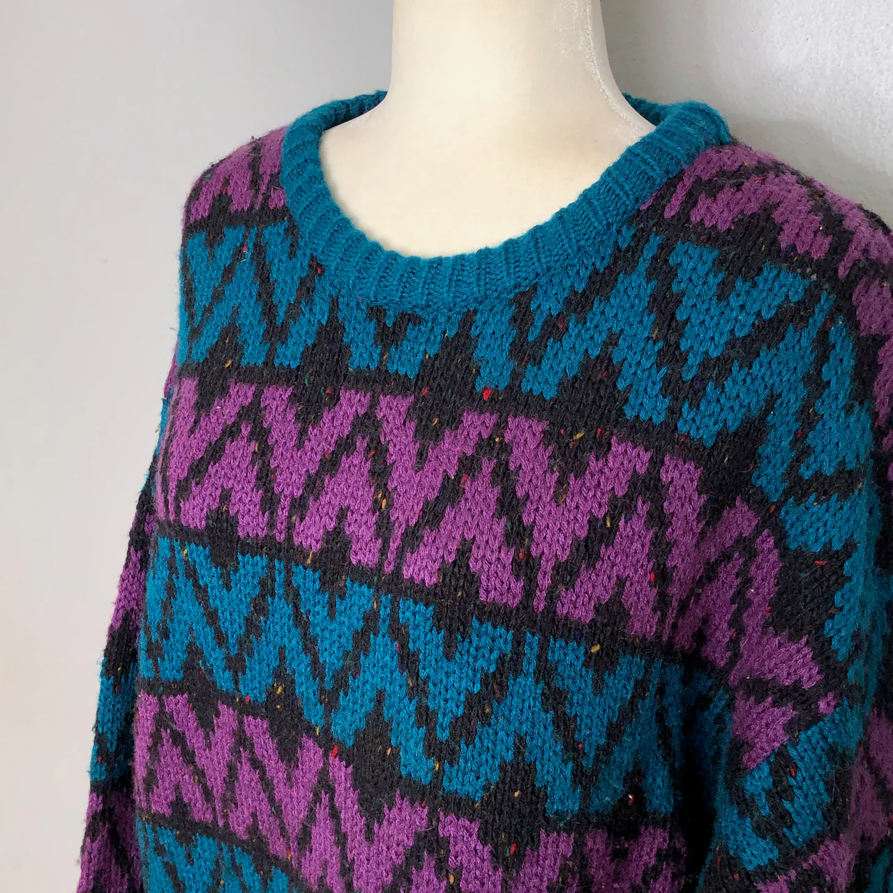 80s Geometric Crew Neck Ski Sweater Unisex By Sahara Club - Image 4
