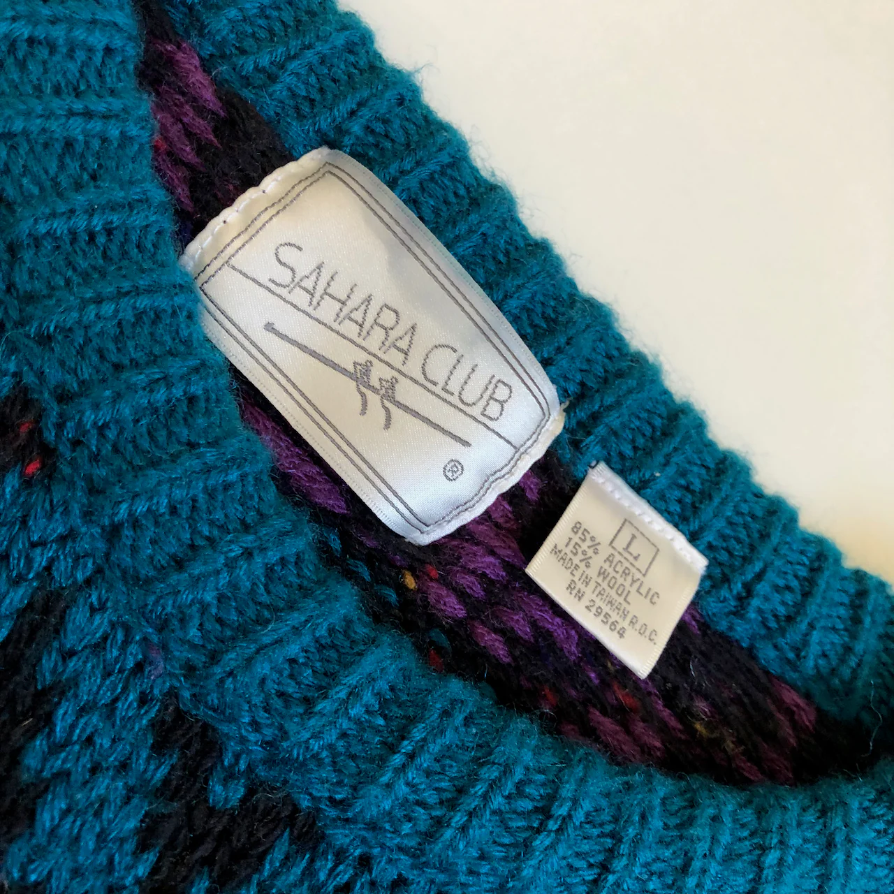 80s Geometric Crew Neck Ski Sweater Unisex By Sahara Club - Image 6