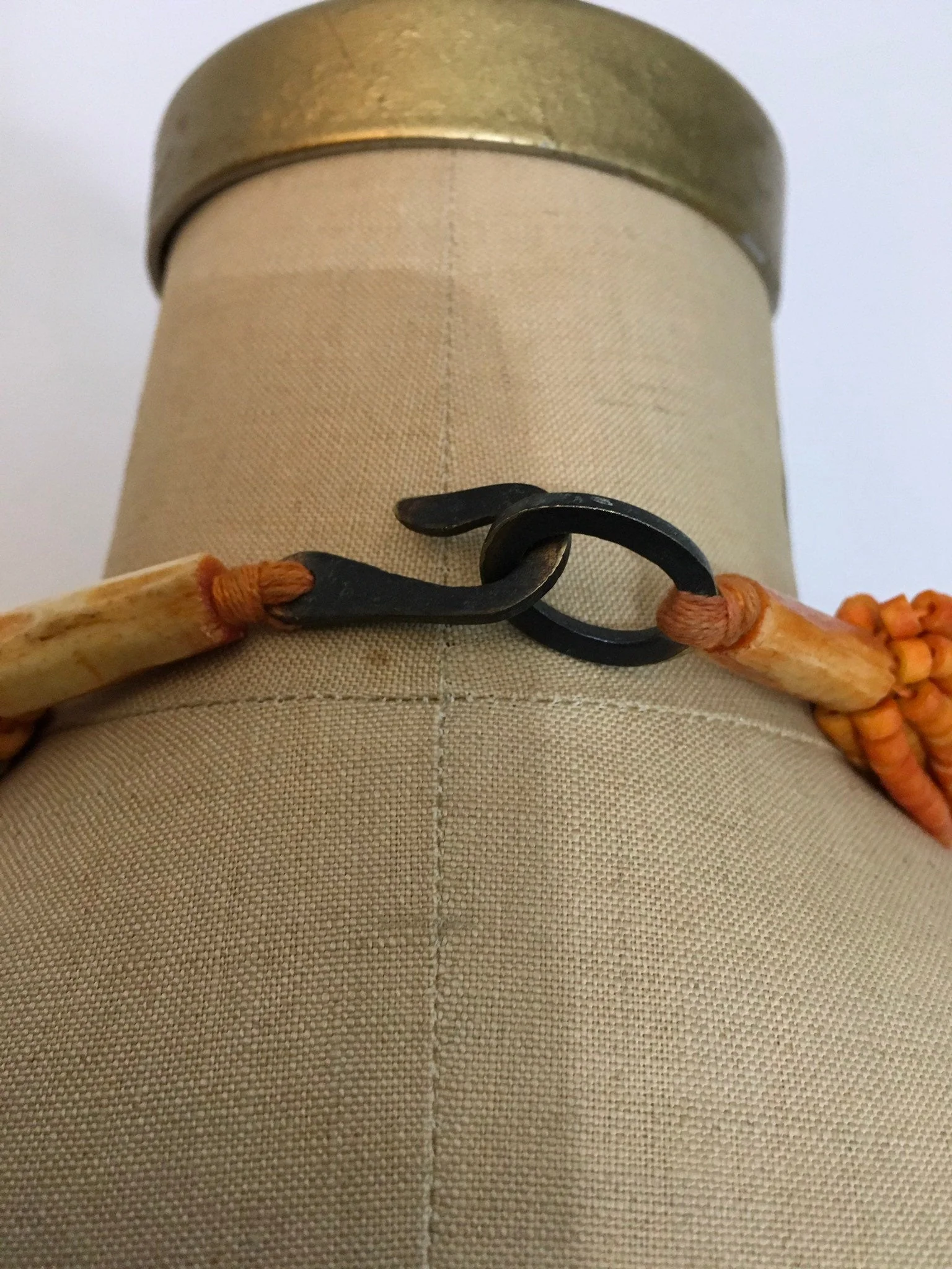 80's Gerda Lynggaard Style Orange Bone Heishi Bead Necklace - Image 3