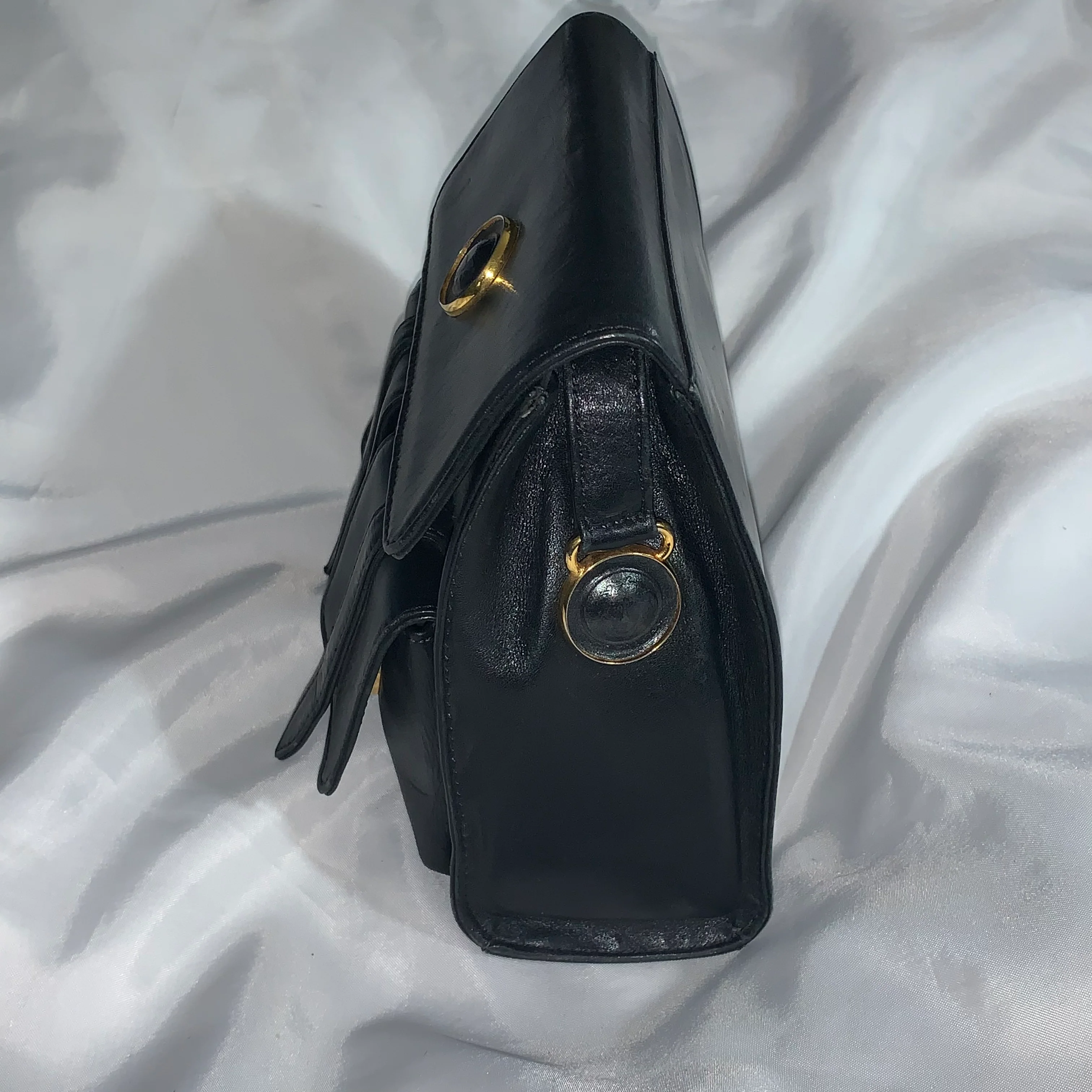 80s Gianni Versace Couture Black Calfskin Shoulderbag By Gianni Versace - Image 7